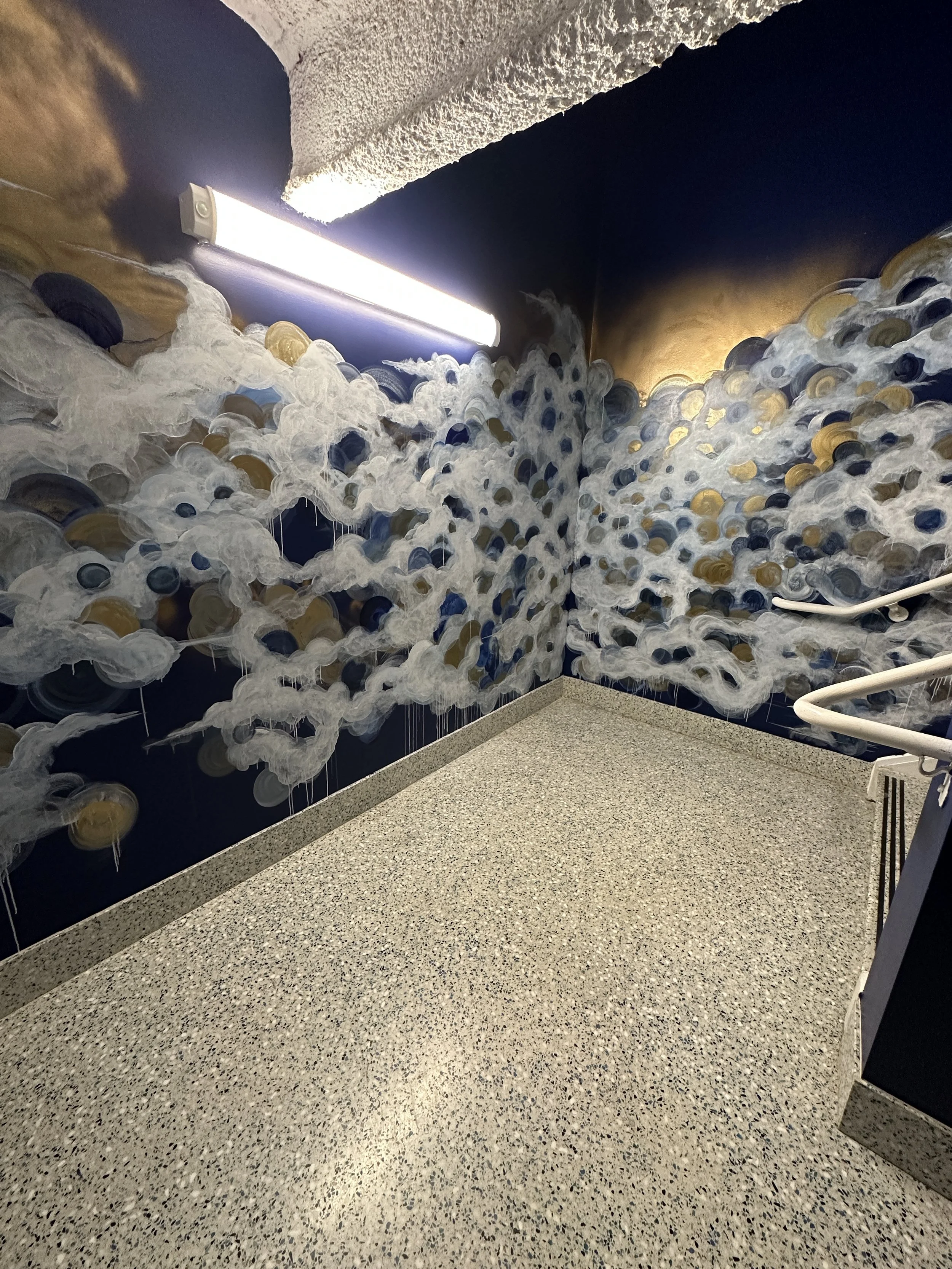 amanda moody american express centurion lounge hand painted wall mural Charlotte Douglas International Airport, NC