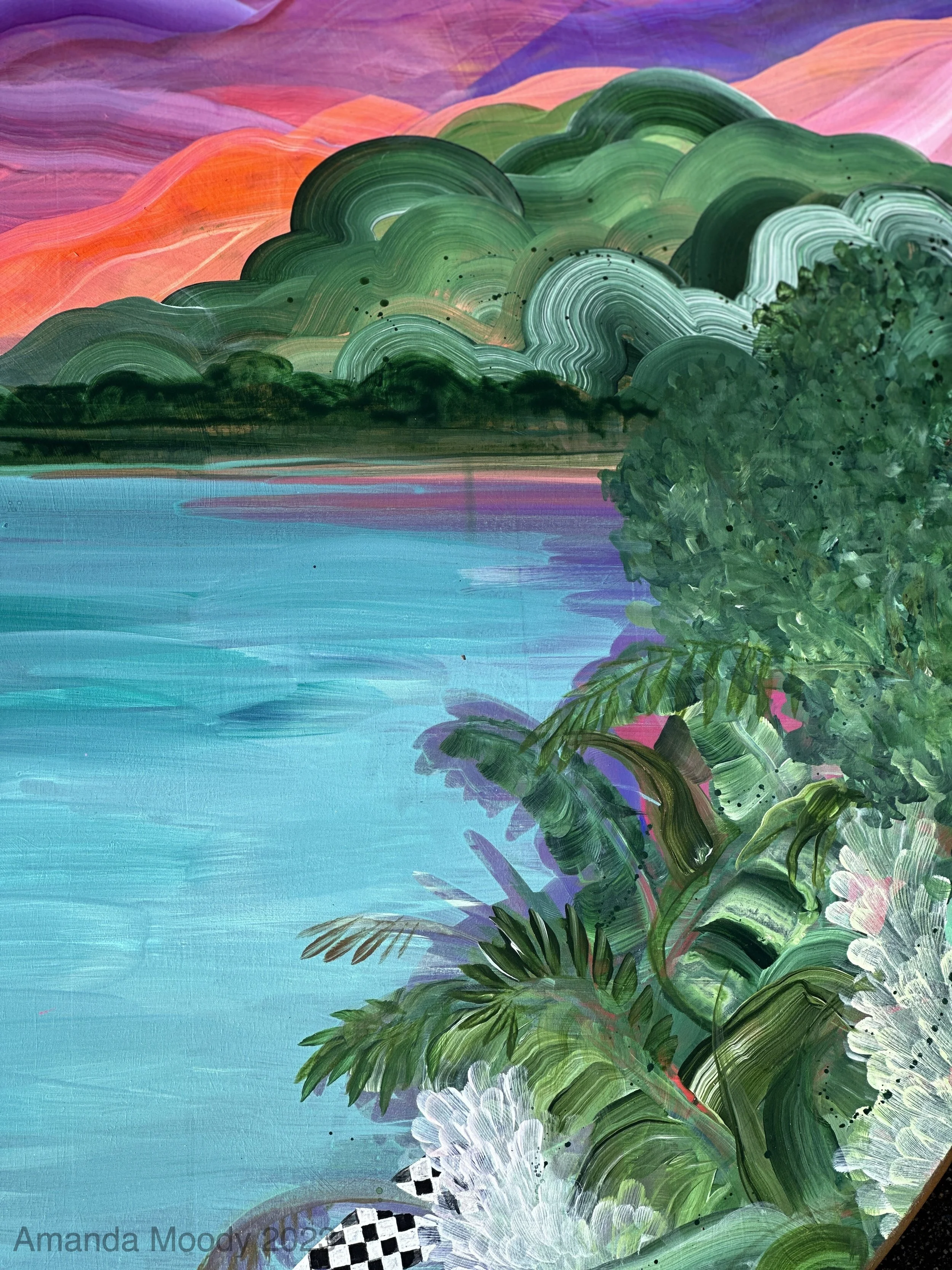 ether ii acrylic resin on wood by nc artist amanda moody for Pinky's Westside Grill