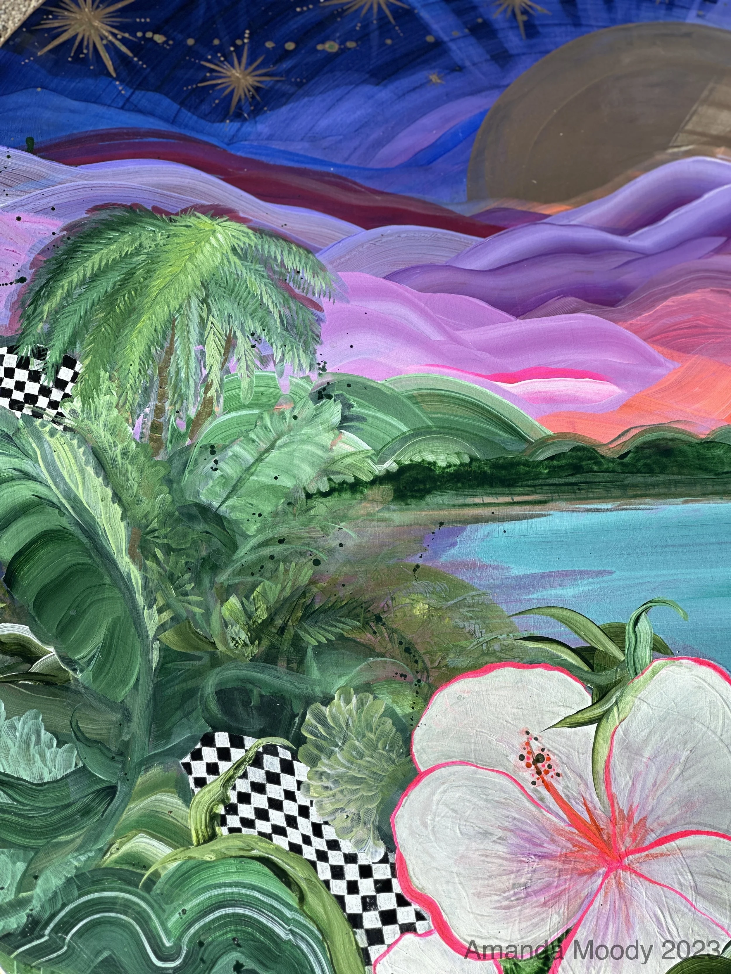 ether ii acrylic resin on wood by nc artist amanda moody for Pinky's Westside Grill