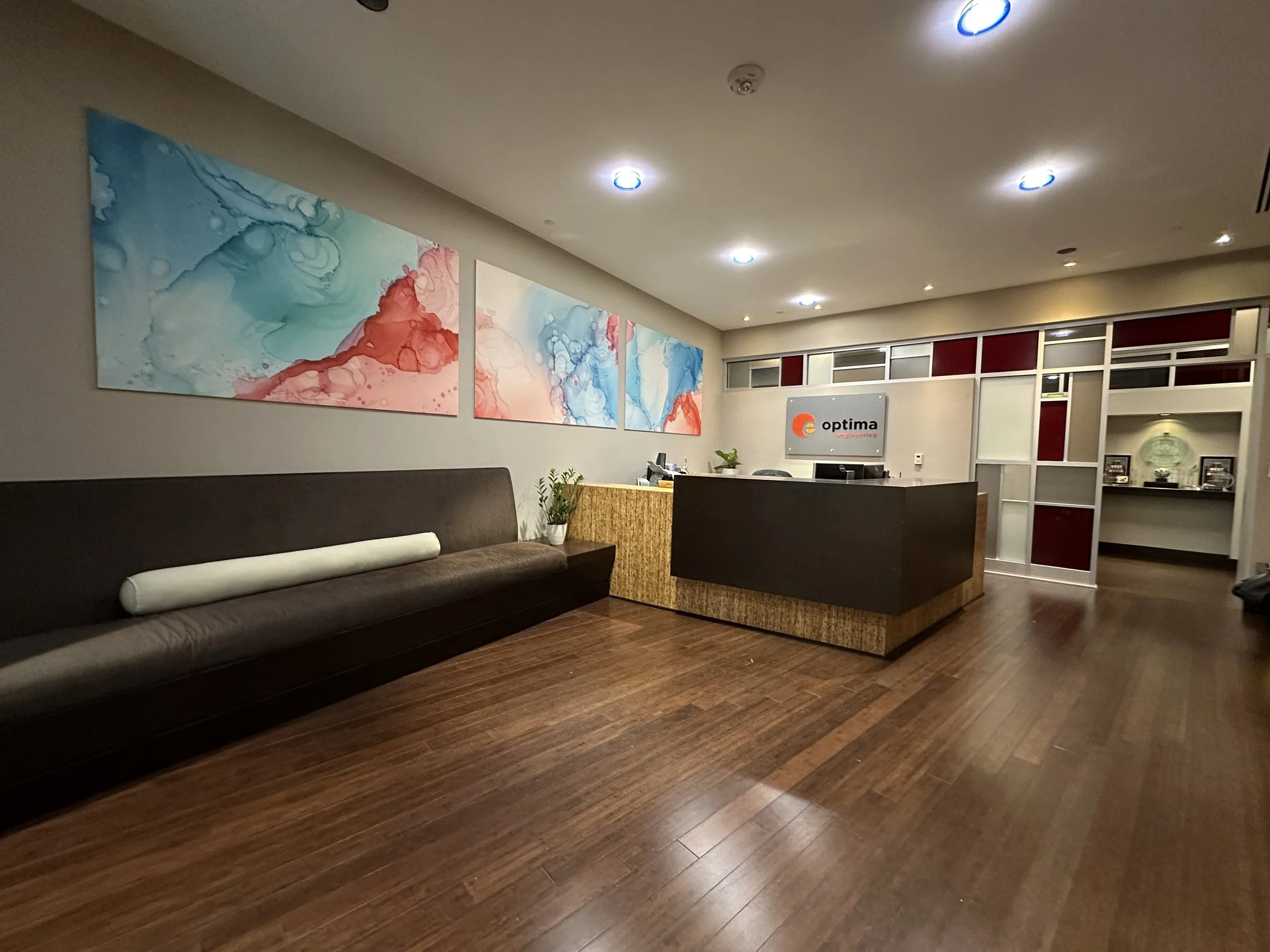 sanguine alcohol ink digitized on Soundcore acoustic panels by NC artist Amanda Moody 