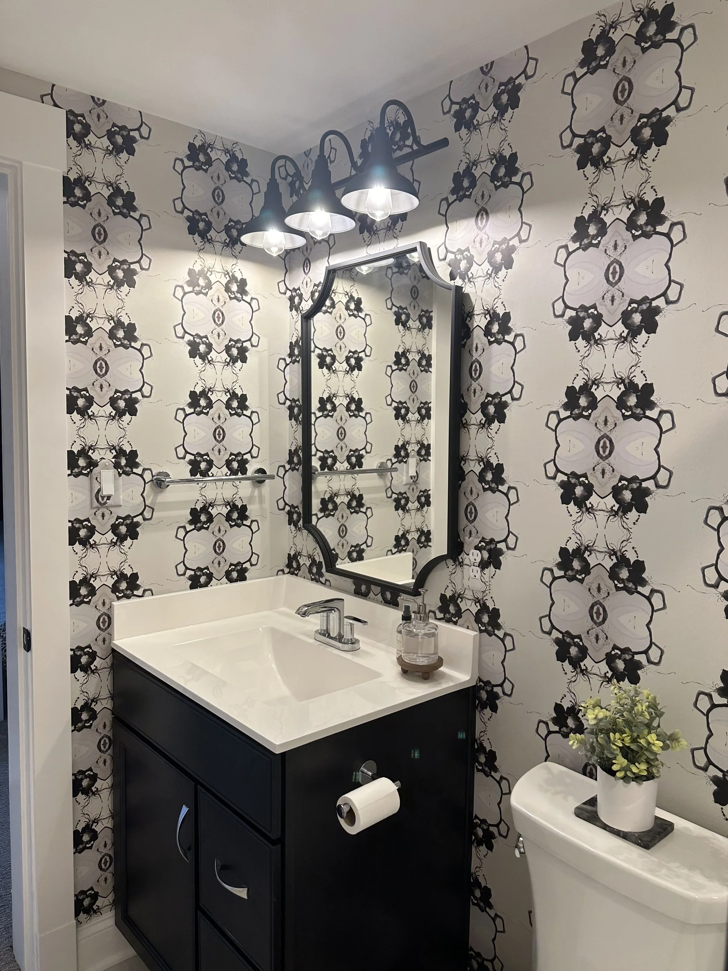 notre dame black and white wallpaper by abstract artist Amanda Moody for Bombshelves