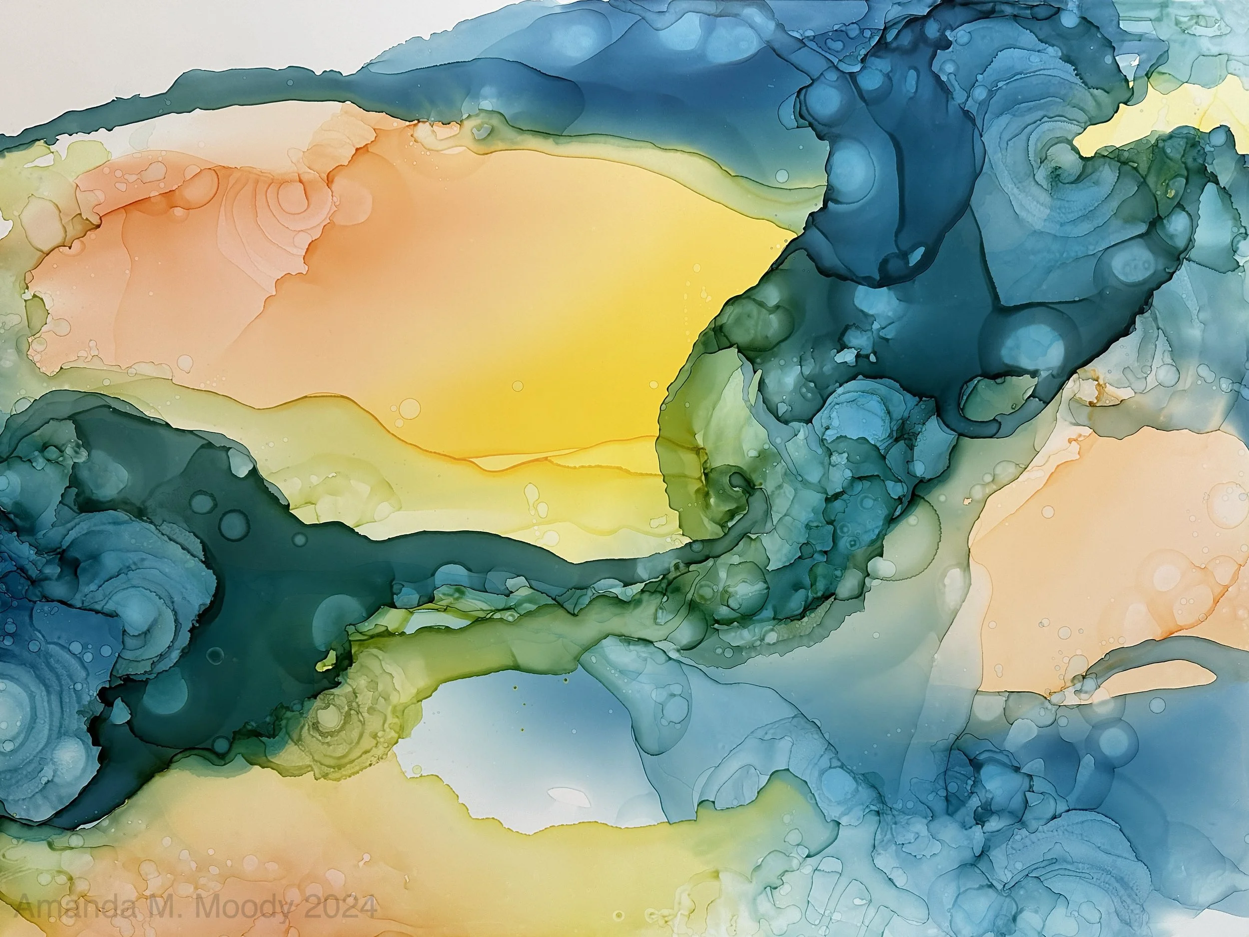 detail of no ones gonna love you alcohol ink abstract art by nc artist amanda moody
