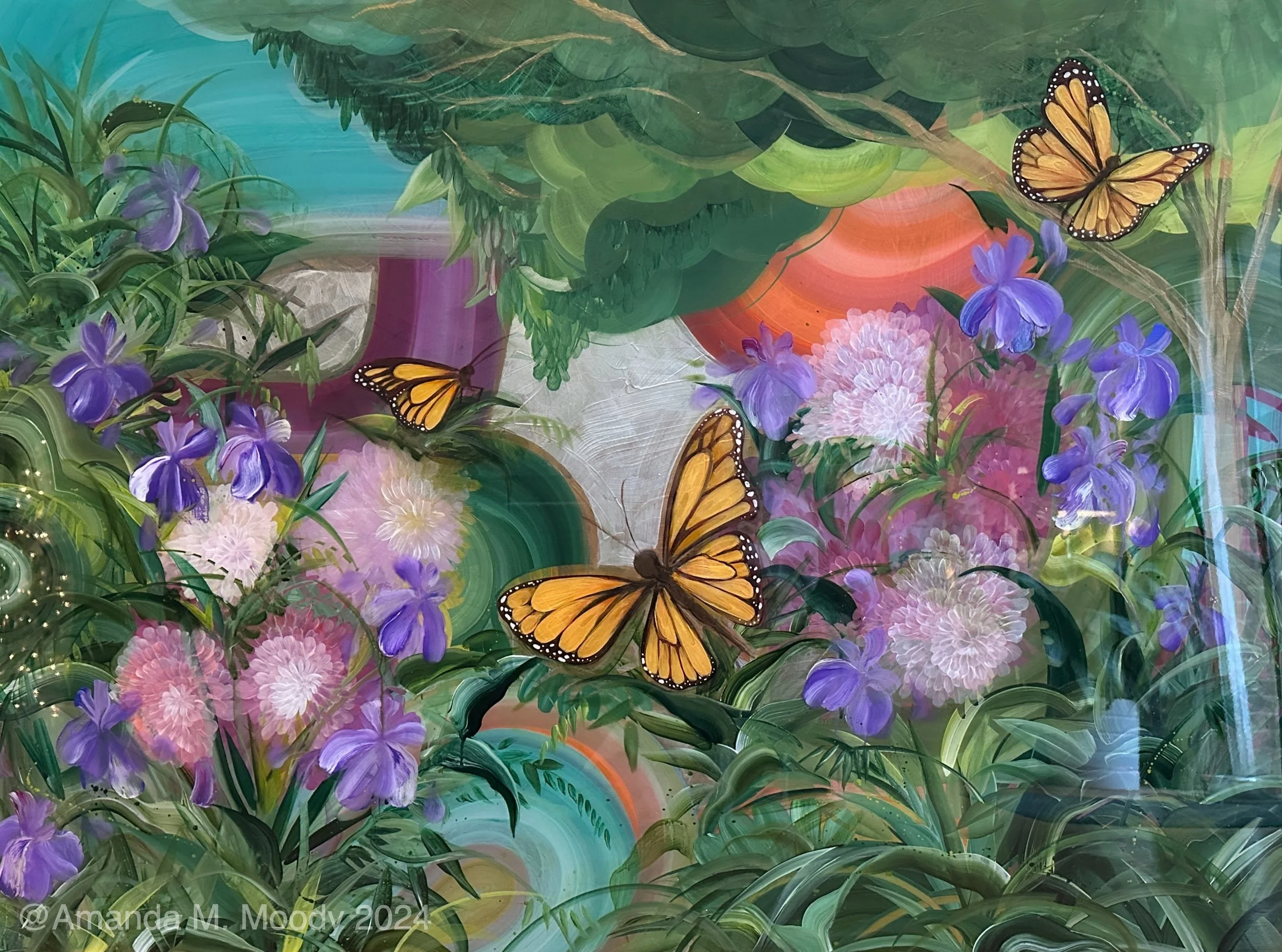 detail of we will be mixed media and resin on cradled wood by NC artist Amanda Moody