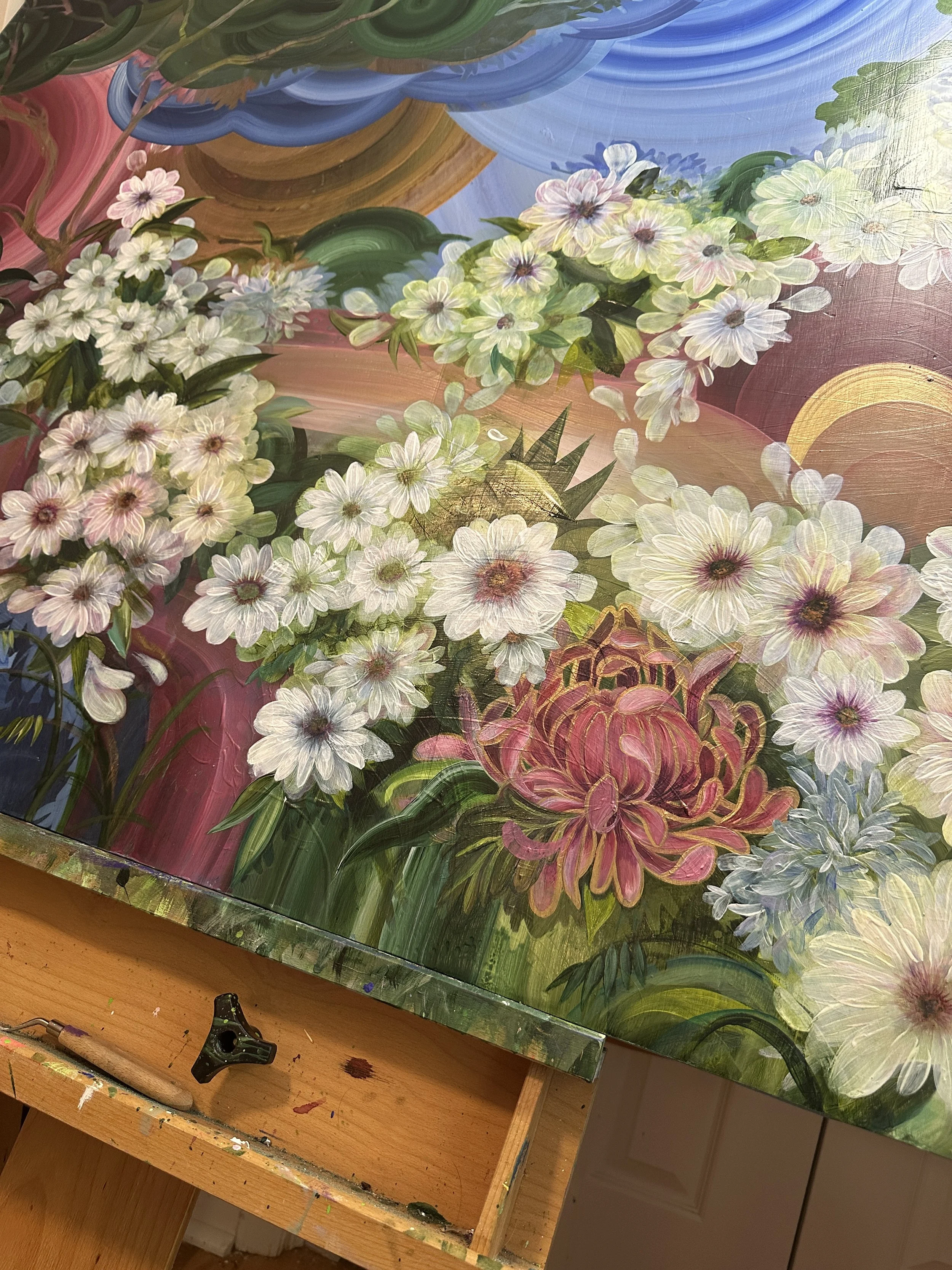 work in progress someday never comes contemporary floral landscape resin art by artist amanda moody