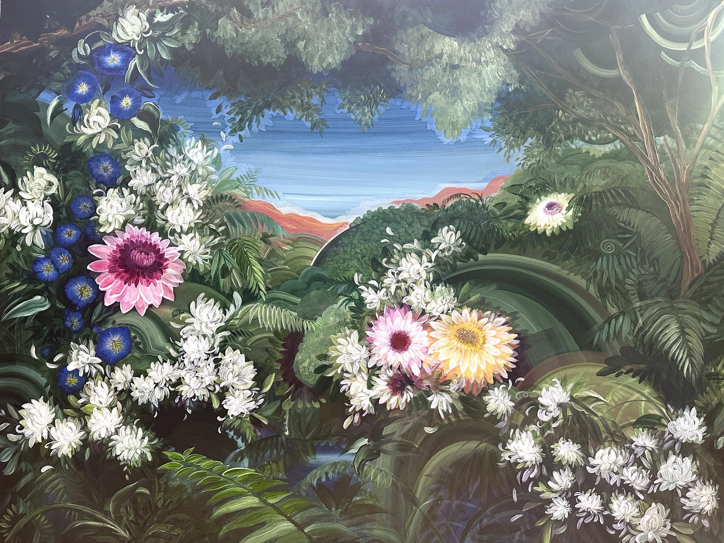 Contemporary landscape resin painting second nature by nc artist amanda moody
