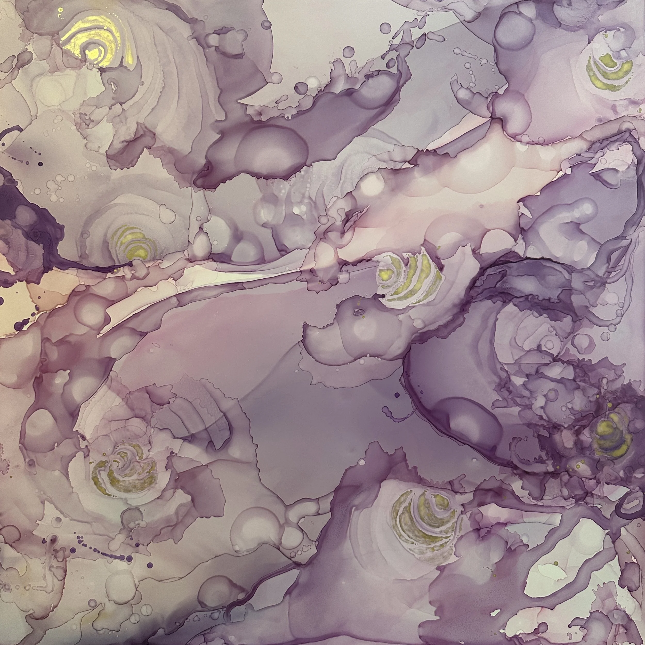 slow burn alcohol ink cradled claybord abstract art by nc artist amanda moody