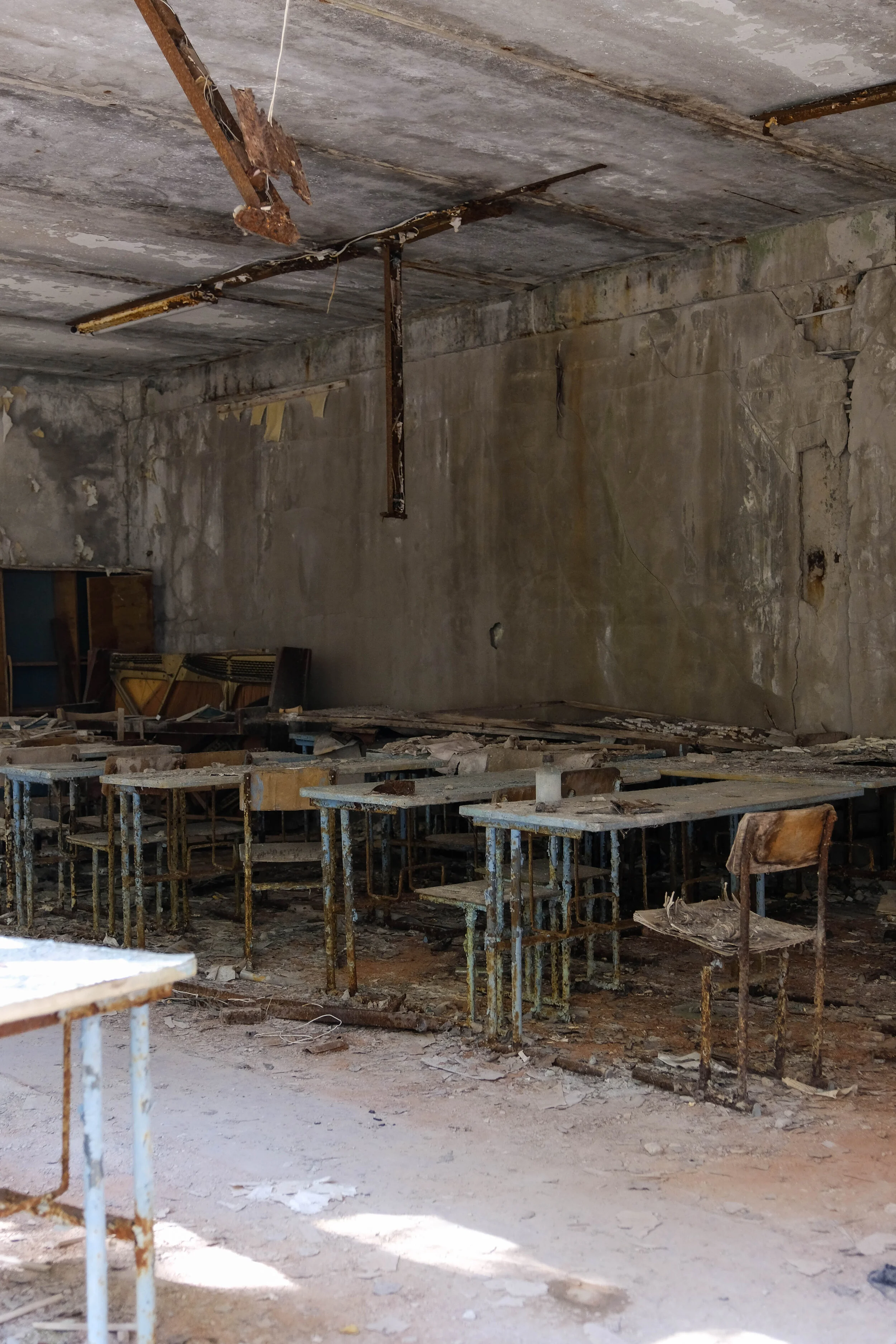 Decaying school desks