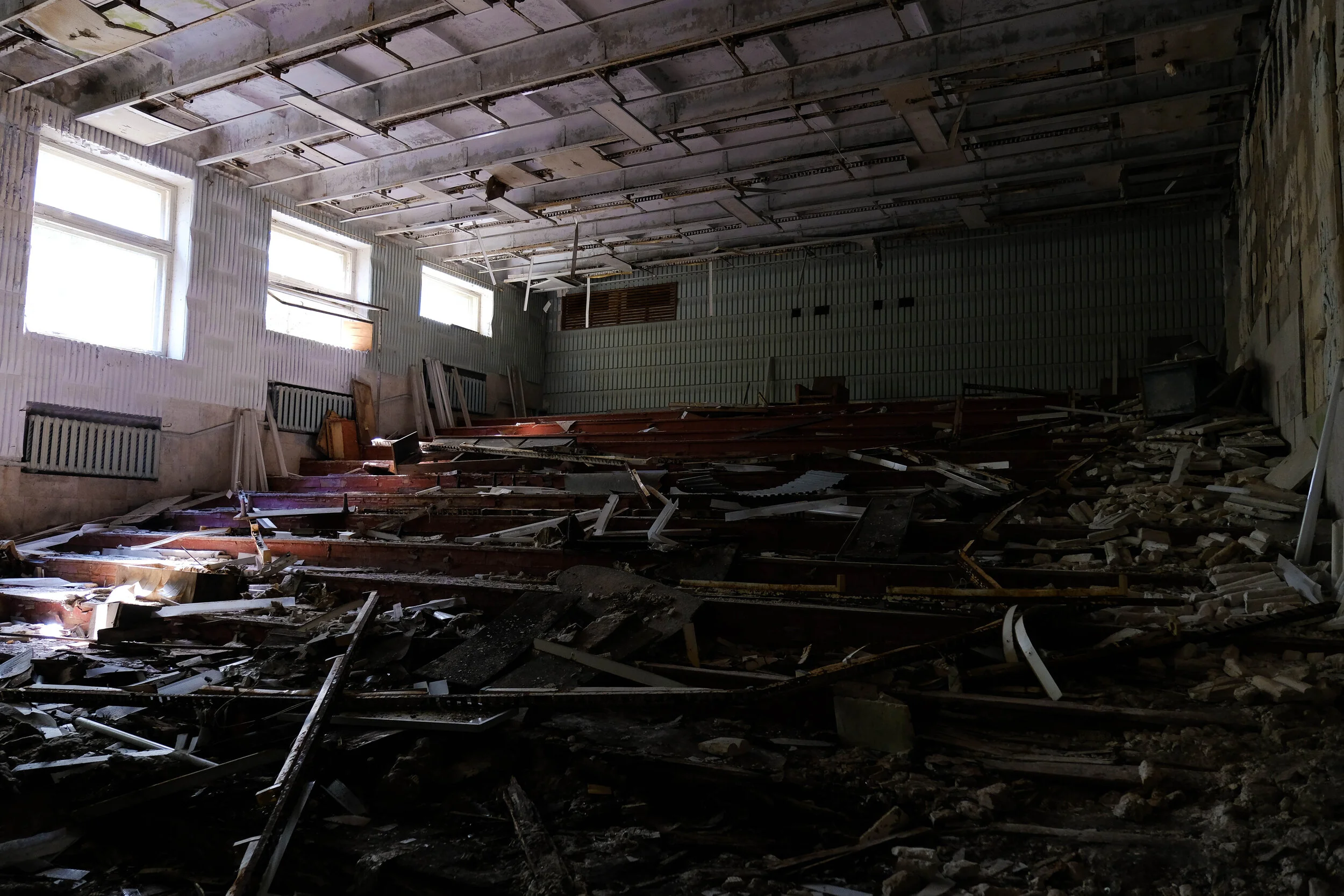 Auditorium in Pripyat’s abandoned art school