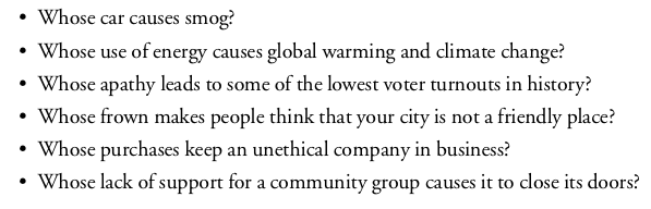 Thought Trap #2: “It’s Not My Responsibility” from The Better World Handbook by Ellis Jones, Ross Haenfler and Brett Johnson.