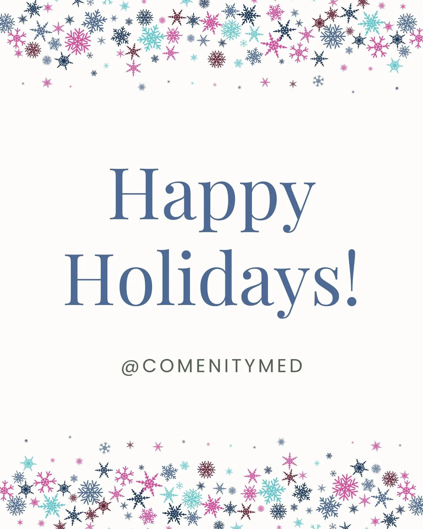 Happy Holidays from ComenityMed! ❄️

As the year comes to a close, we&rsquo;re grateful for the clinicians and partners who make patient-first care possible every day. Wishing you peace and joy this holiday season and for the year ahead.