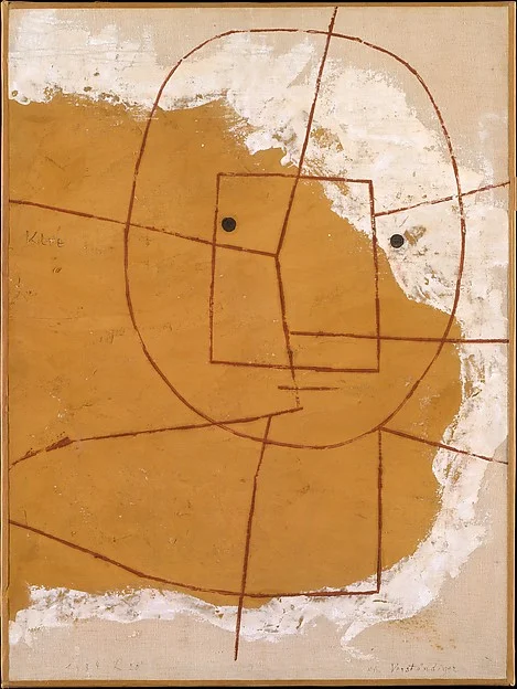 The One Who Understands by Paul Klee, 1934, oil and gypsum on canvas -- a big inspiration for Cameron Carr, frontman of Trying.