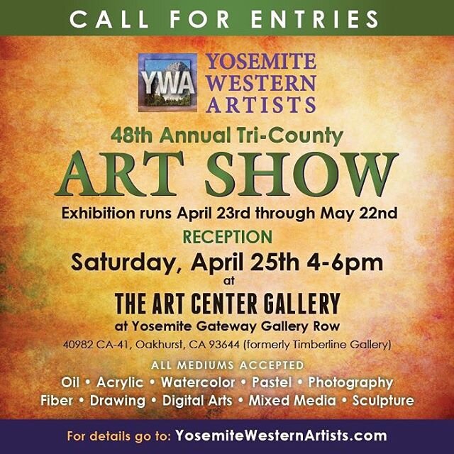 Art lovers - save the dates of April 23rd through May 22nd, 2020.  The Tri-County Art Show will be held here in Oakhurst this year, at the new The Art Center Gallery in Gallery Row!⠀
⠀
Artists -  April 15th is the deadline for entries! ⠀
⠀
More info 