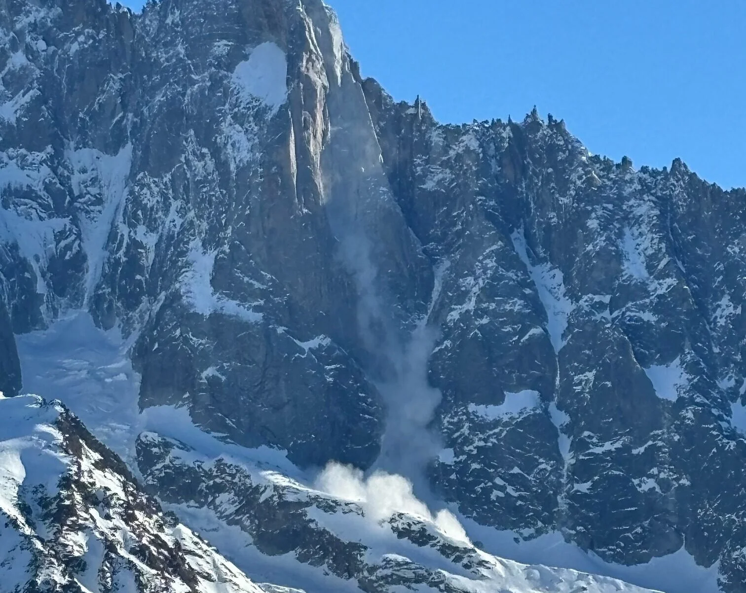 The rockfall on the West Face of the Dru on the 21st January 2025