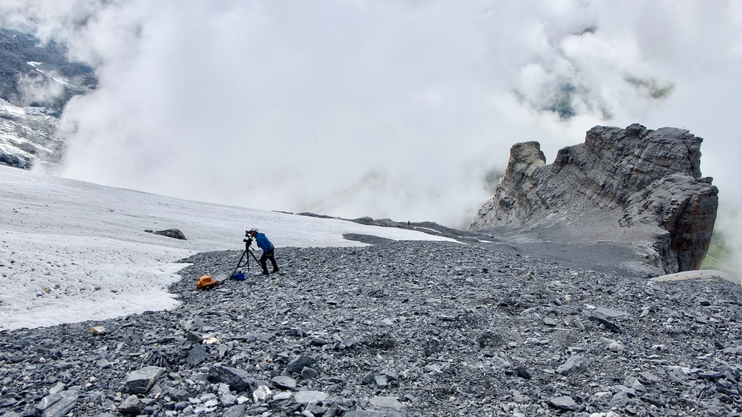 Filming on the West Flank of the Eiger