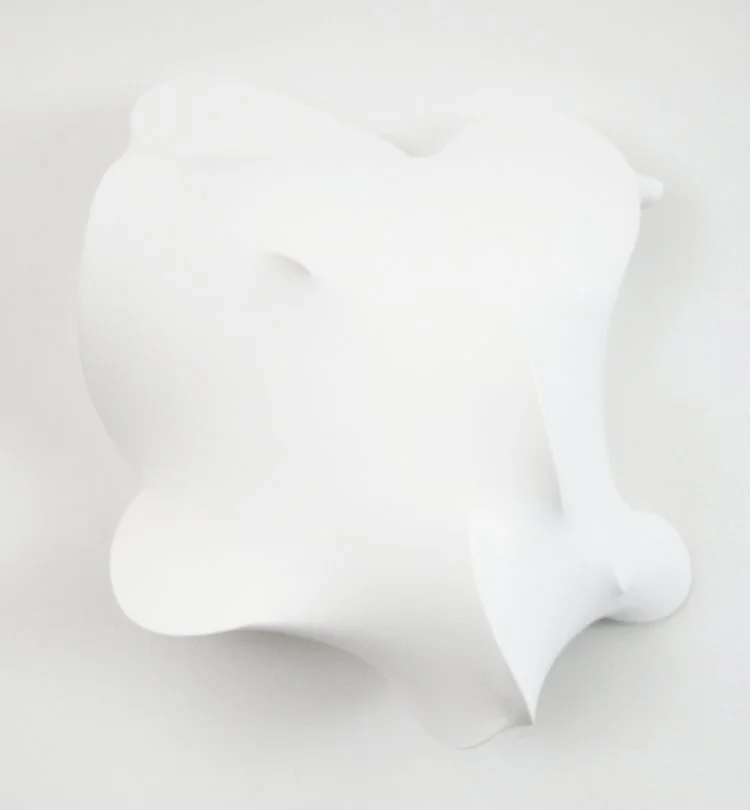 Eric Hibit, White #2, 2015, Acrylic, fabric, wire, resin, wood, 20 x 21 x 9 in