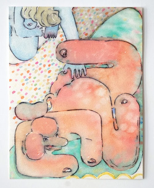 Sophie Larrimore, Untitled, 2017, Marker and watercolor on paper, 11 x 8.5 in