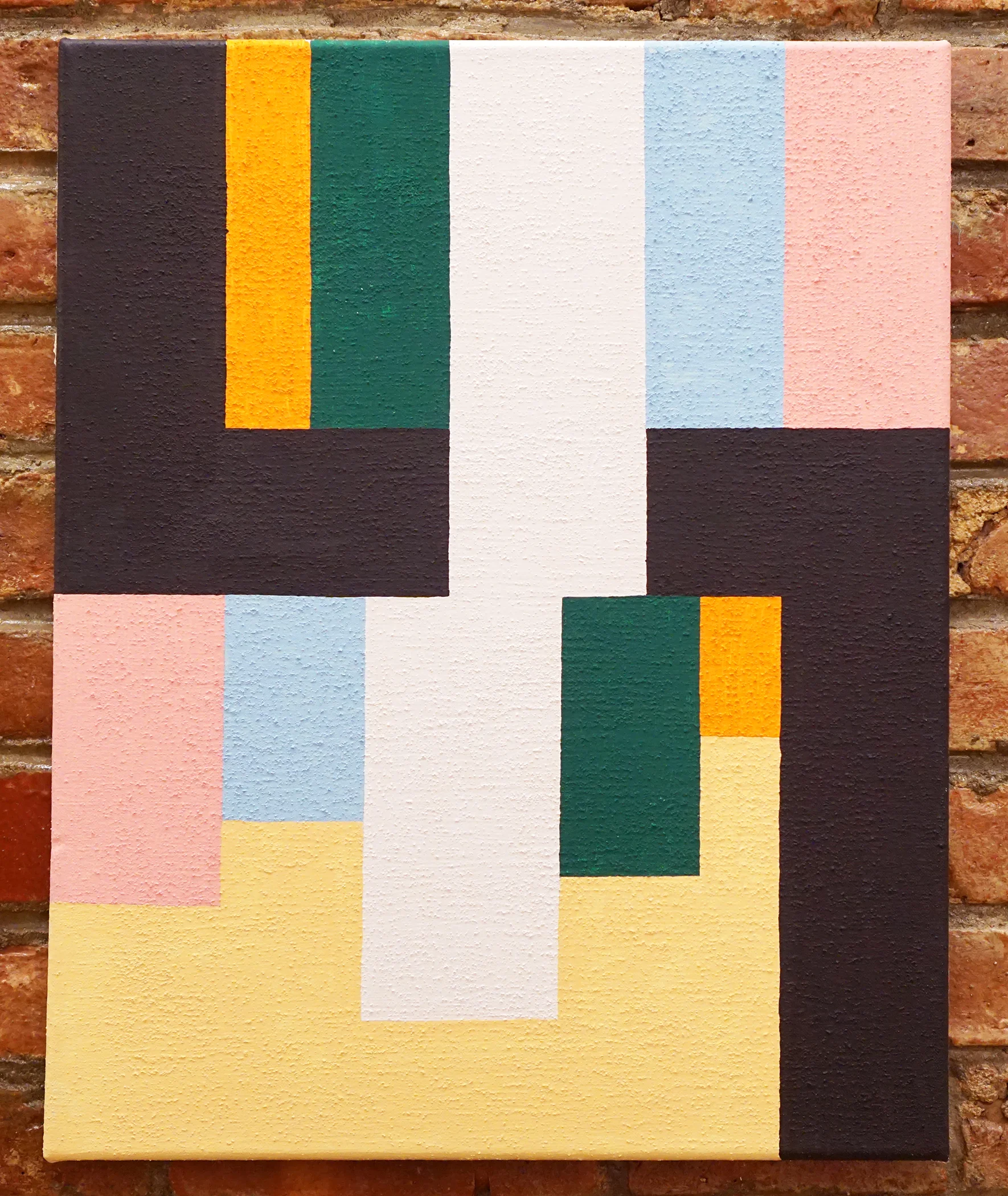 Kevin Umaña, The Present is Prologue, 2017, Gouache and pumice on canvas, 20 x 15 in