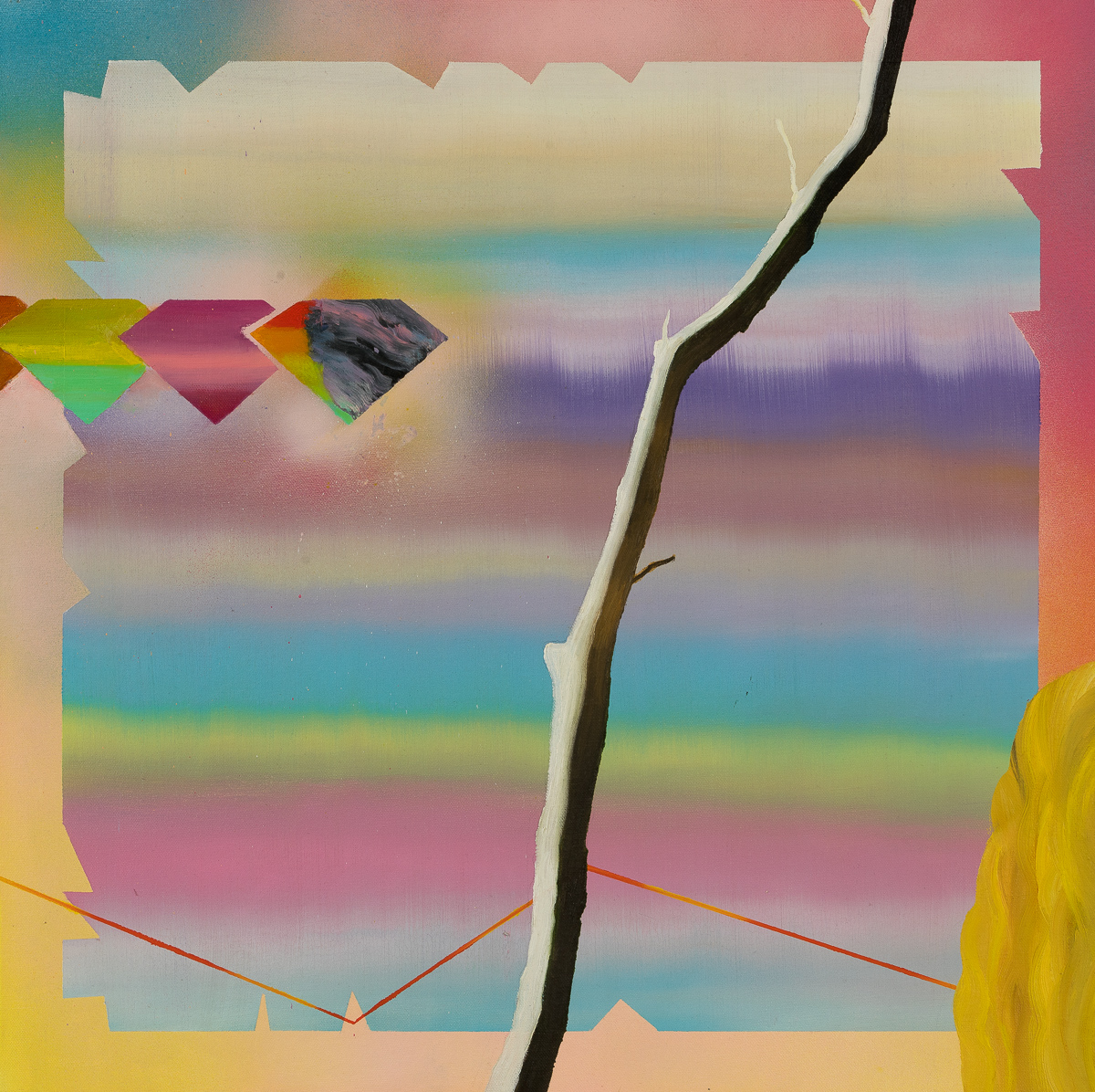 Sharona Eliassaf, "Arrival of Diamond Planet", 2016, Oil and spray on canvas, 24 x 24 inches