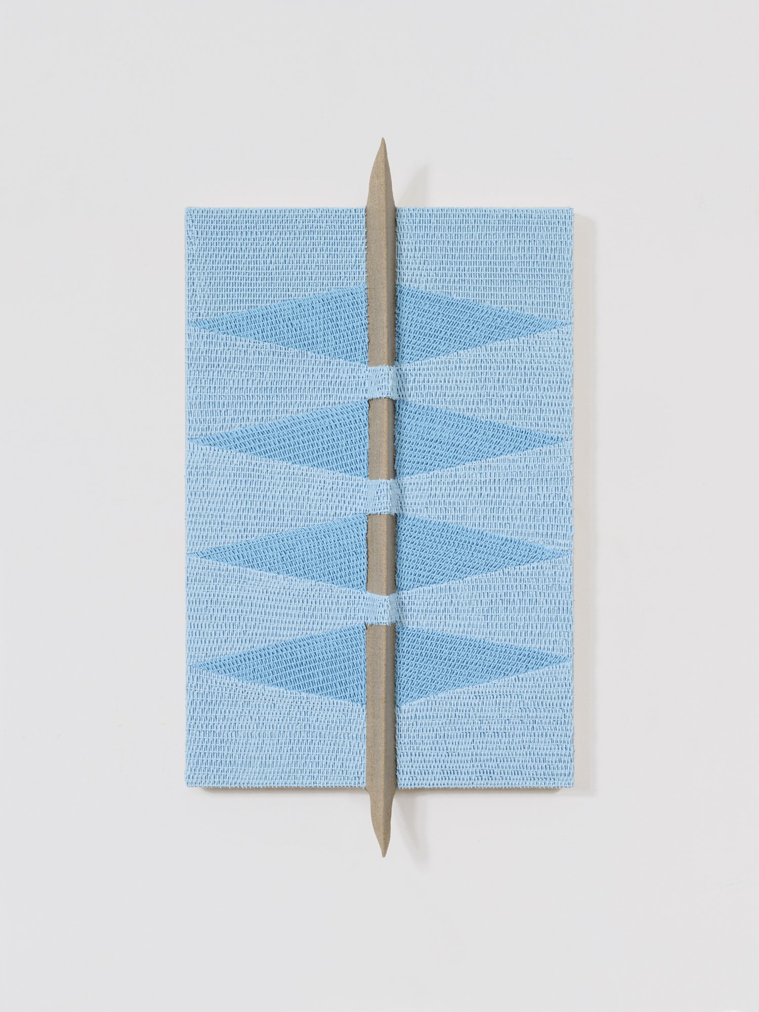Danielle Mysliwiec "Bolt (Blue)" 2026, Oil on linen armature on linen-covered wood panel, 22 x 12 x 1 3/4 in, 55.9 x 30.5 x 4.4 cm