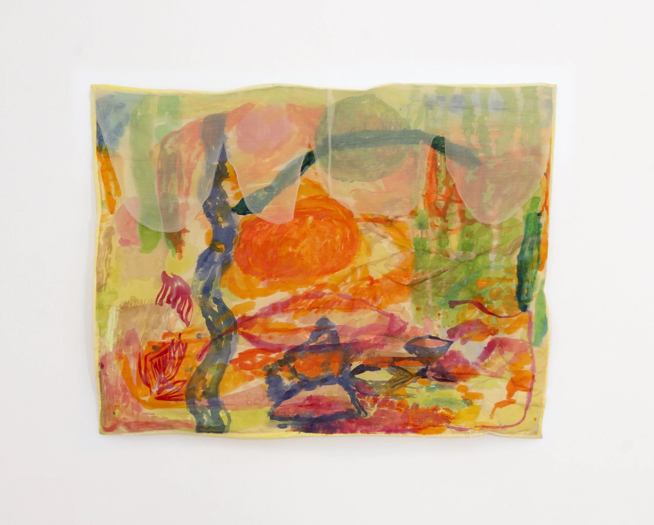Padma Rajendran "Sun Tea" 2026, Dye, polyester and silk, 41 x 54 in, 104.1 x 137.2 cm