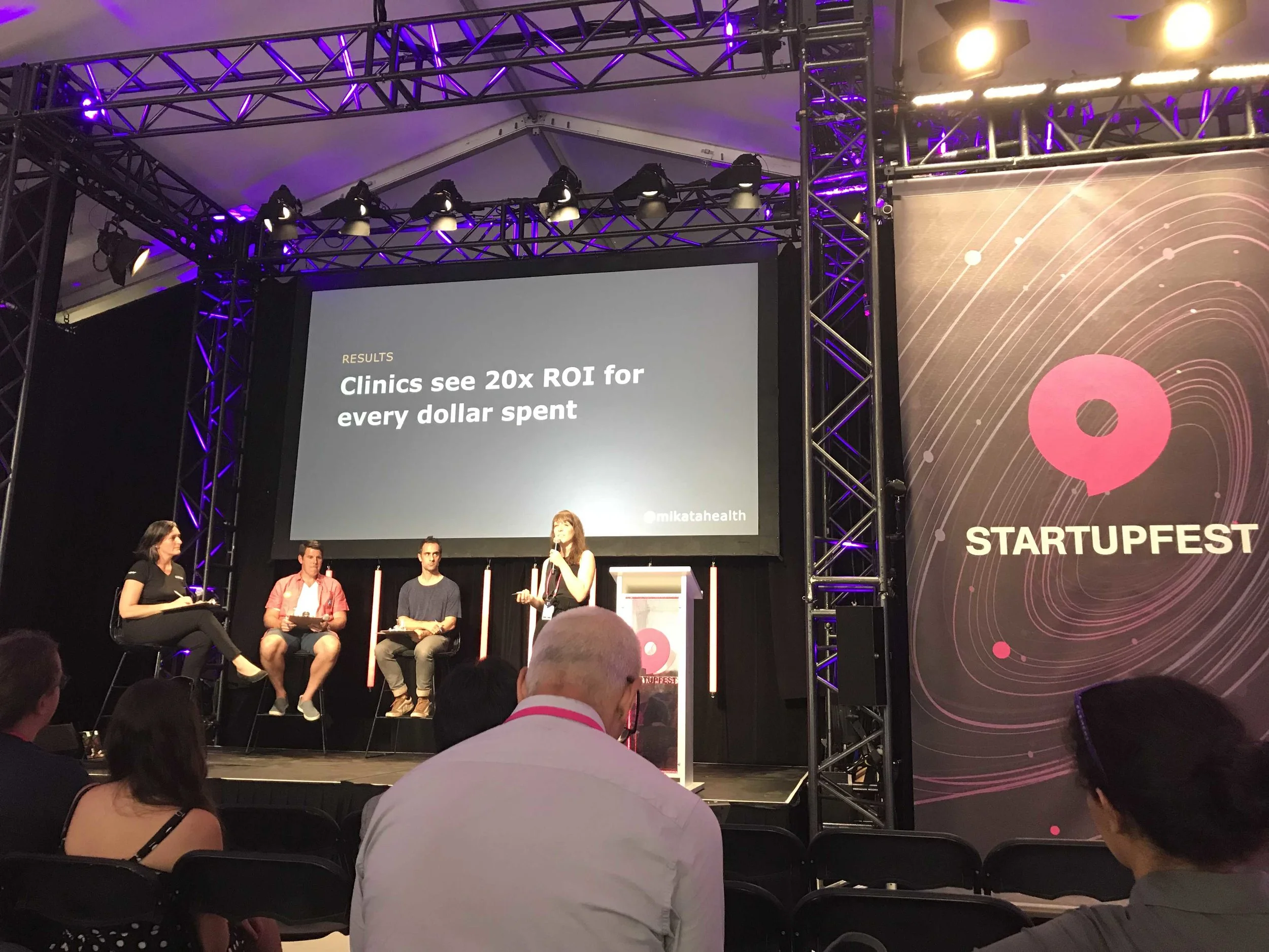 Meaghan Nolan, Co-founder of Mikata Health, pitching at AIFest. Photo: Kenya Kondo, Alberta Enterprise Corporation