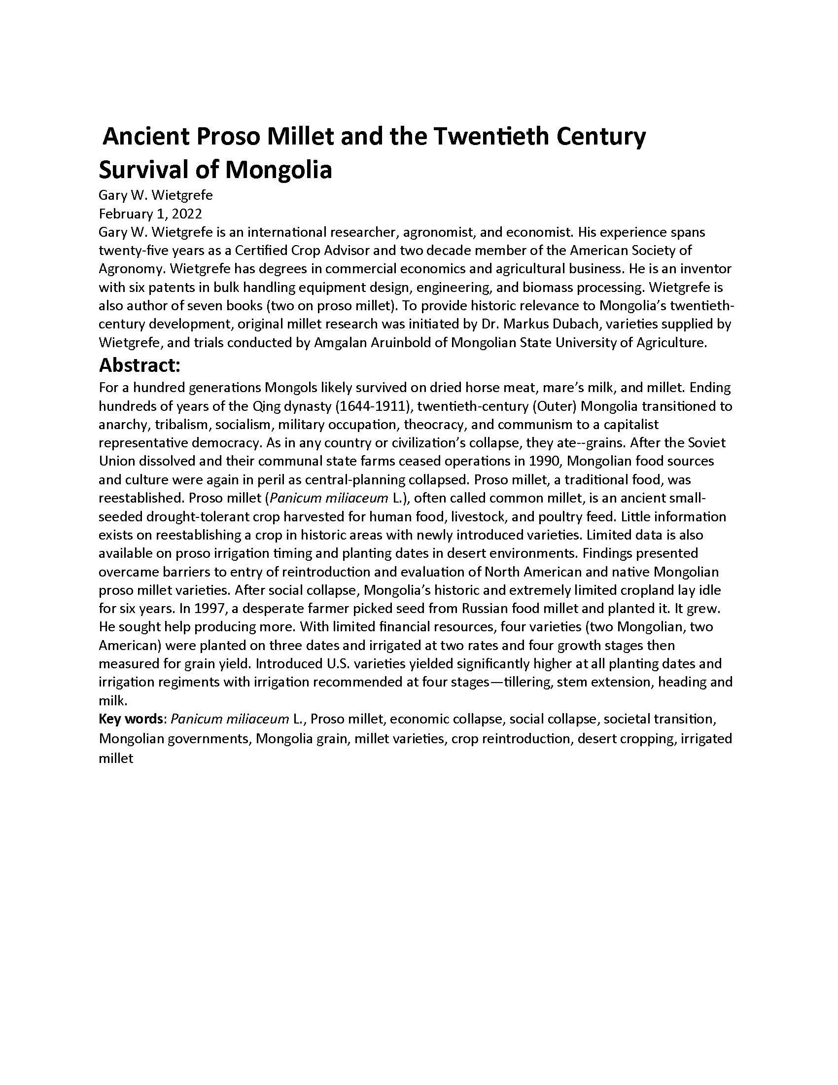 Ancient Proso Millet and the Twentieth Century Survival of Mongolia cover.jpg