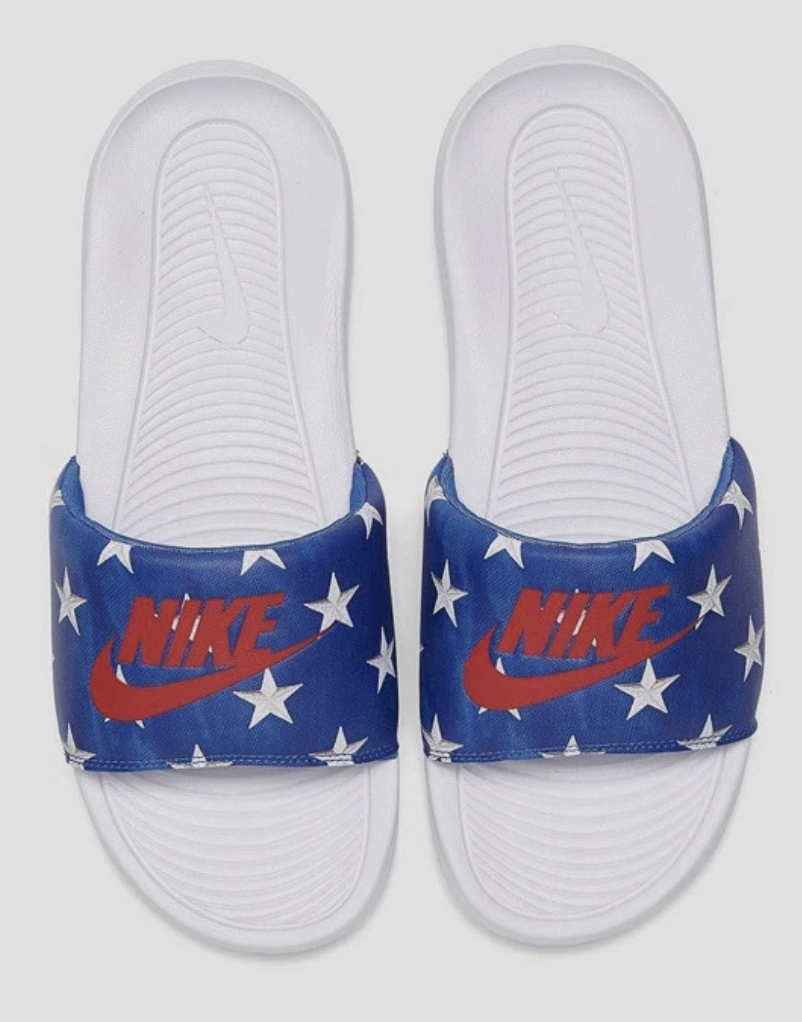 Nike Womens' Victori One Slide Print - Blue/White/Red Stars