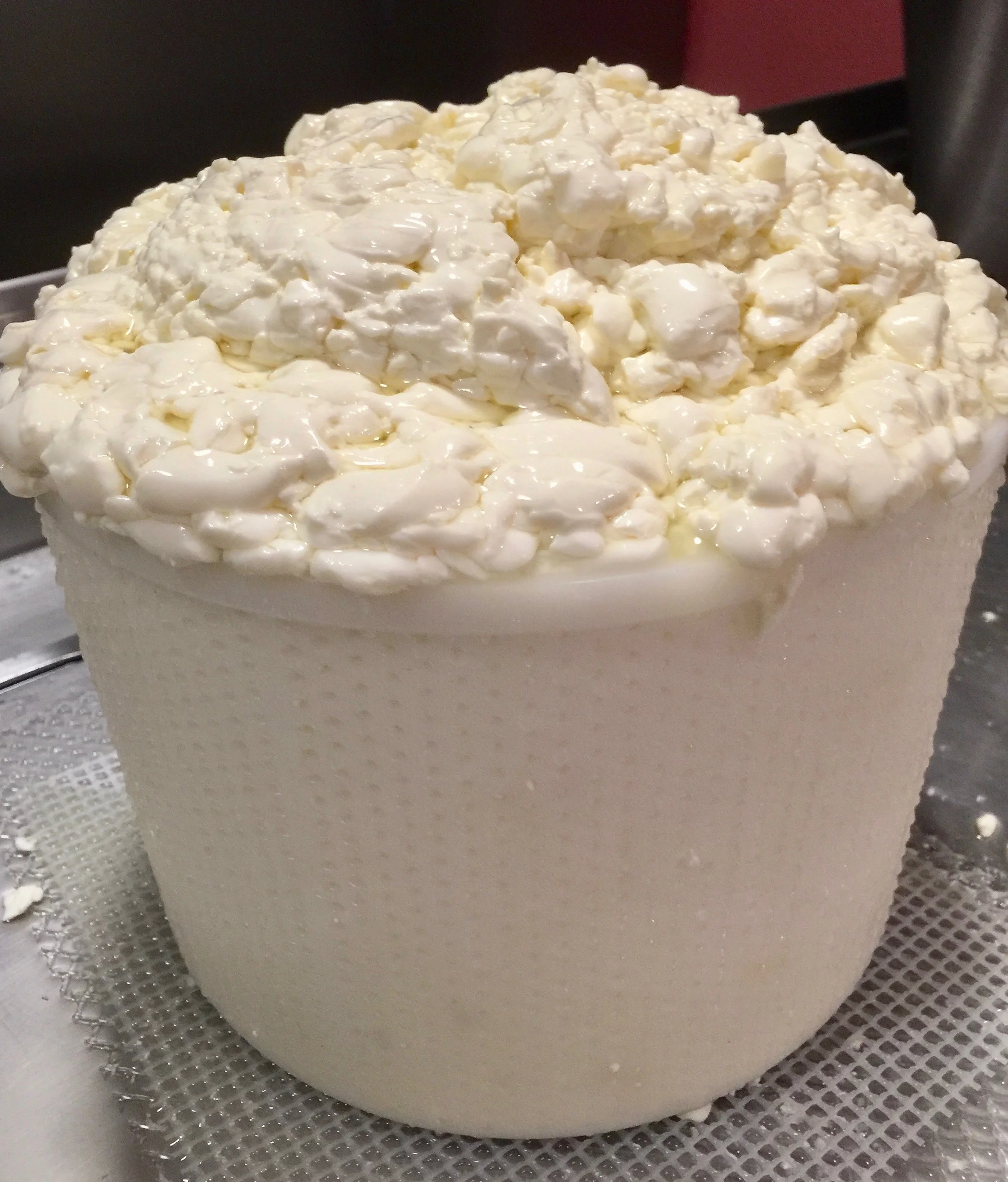 Hooped curds draining