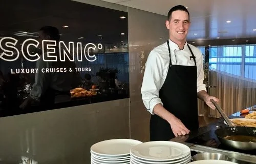 Scenic culinaire cooking classes Brand new for our 2017 Bordeaux, Rhone and Saone River Cruises in France, Scenic is offering guests the chance to learn how to whip up local recipes in our exclusive, private Scenic Culinaire cooking classes. We have transformed our on-board dining venues on our Space-Ships: Scenic Diamond, Scenic Emerald, and Scenic Sapphire to include a private cooking emporium offering tailored cooking classes for up to 10 guests. The dedicated space will feature cooking stations, a cheese and wine cellar, and our cooking instructors will source fresh ingredients from a local French market to introduce guests to regional recipes. Shop with a chef then cook it all up Spend the morning gathering fresh ingredients at a local market under the expert guidance of our chef, before heading back to the ship to cook up a storm in a Scenic Culinaire class. Local specialties From famed French pastries to the chocolate of Bordeaux; the seafood of the Arcachon coast or the carnivorous delights of Provence, we’ll tailor each Scenic Culinaire class to the region we’re cruising through to further enhance your experience of French cuisine. Personalised classes Each Scenic Culinaire class caters exclusively to 10 guests to ensure an intimate experience and features a real-time camera and screen to ensure each participant can see every cooking move in detail. Plenty of sessions scheduled throughout the cruise, however with exclusive numbers, participants are encouraged to register their interest early. Classes are limited to 10 guests so that we can ensure an intimate experience. Reservations are made with your Cruise Director when you board one of our France River Cruises in 2017. 