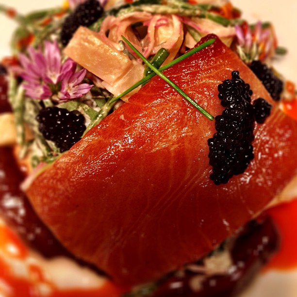 Smoked Sable Fish with Seabean Potato Salad & Caviar