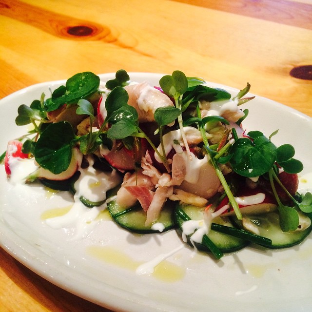Smoked Trout with Cucumber Radish Salad & Creme Fraiche