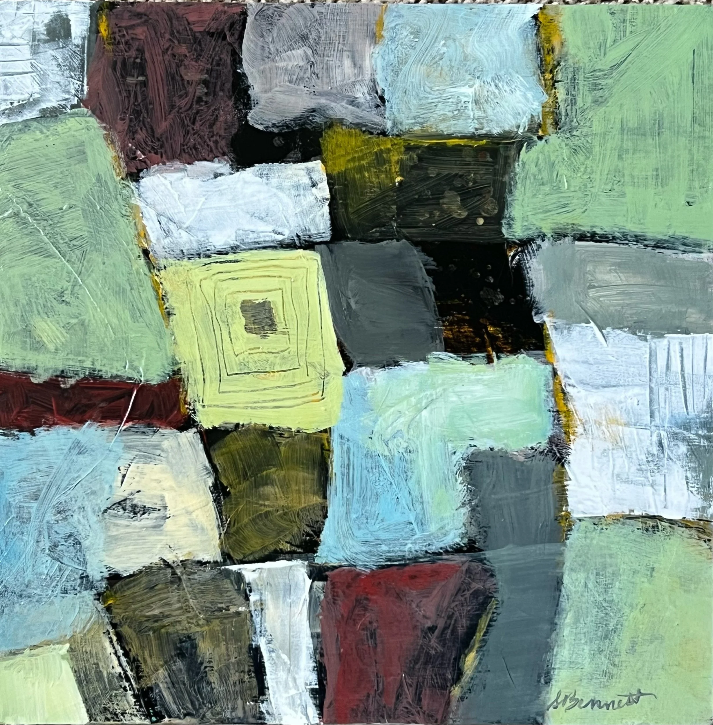 Uncertain Spaces, Acrylic on board, 12” x 12”