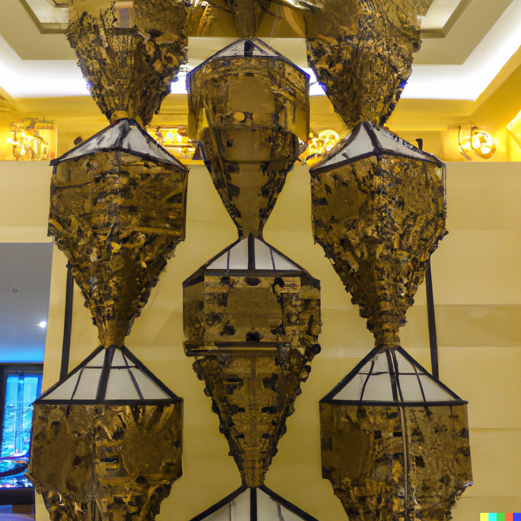 DALL·E 2023-01-20 19.49.25 - arabian tiled diamond shaped sculptures in large building lobby.png