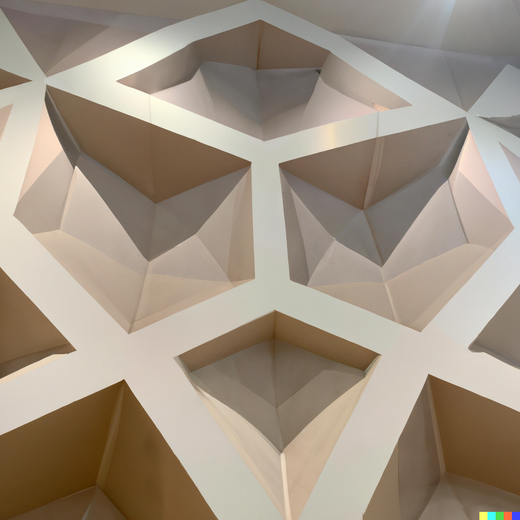 DALL·E 2023-01-20 19.52.11 - arabian tiled, large, diamond shaped, concrete sculpture in large building lobby, intricate design.png