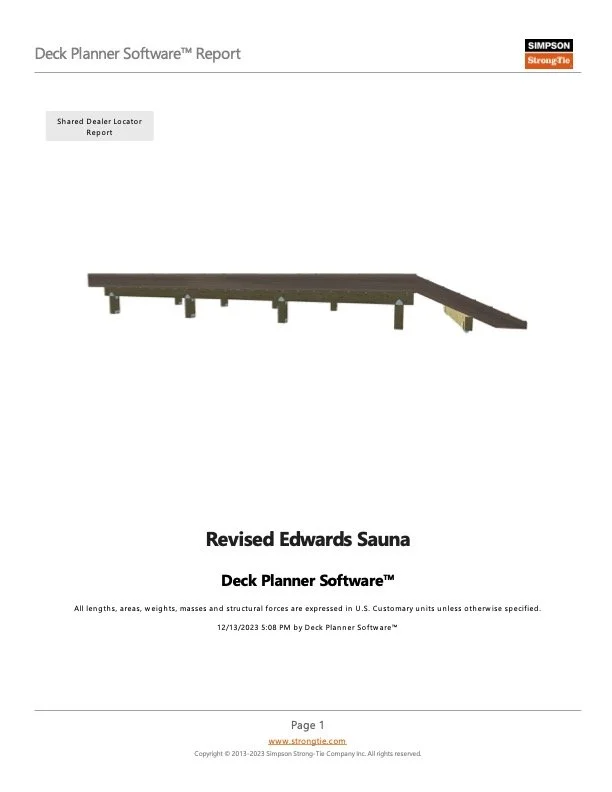 Simpson deck design software structural layout with beam and joist framing plan