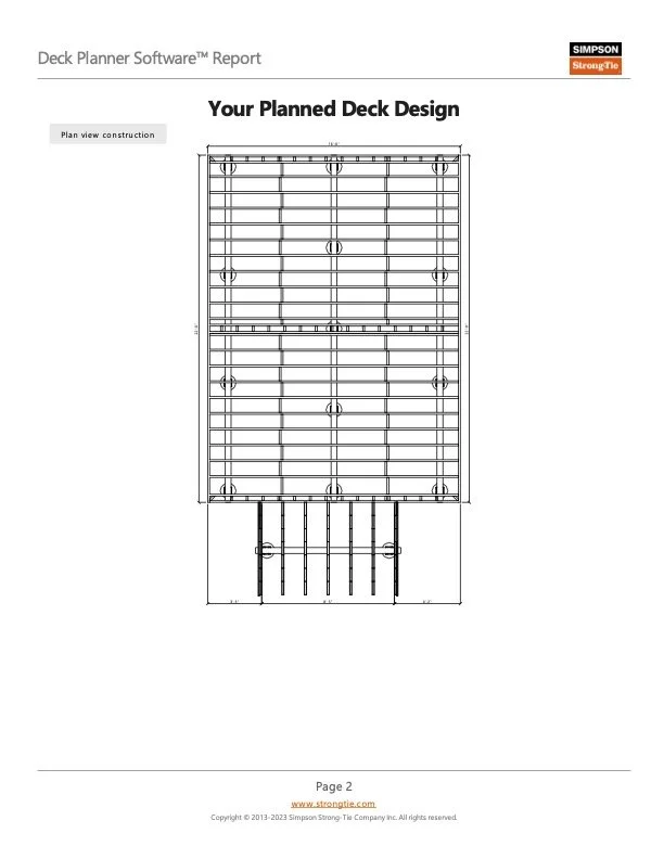 3D deck rendering showing framing structure and elevation design