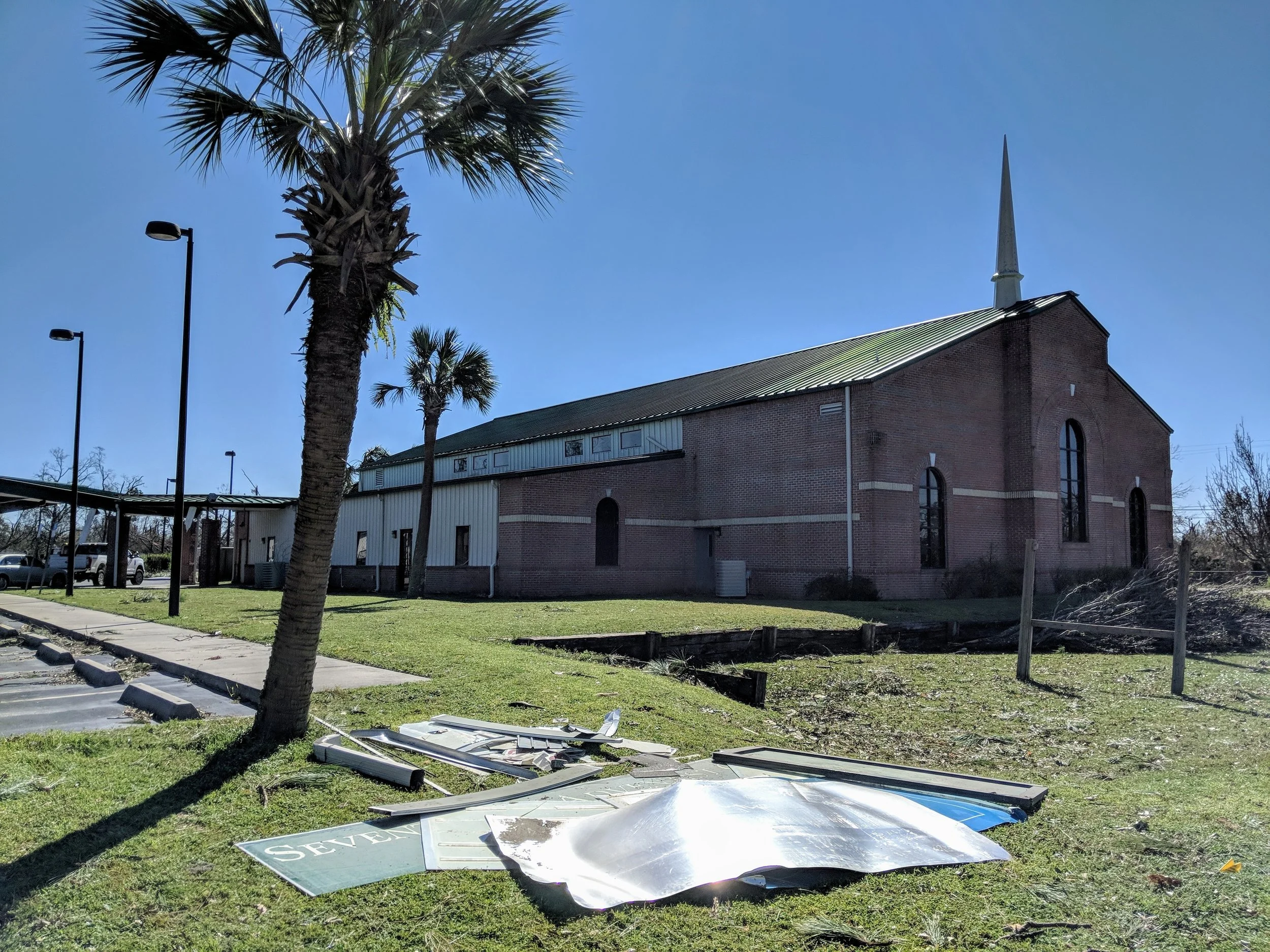 The Panama City Church stands strong despite being hit by category four Hurricane Michael. Photo by Shane Hochstetler/Gulf States Conference