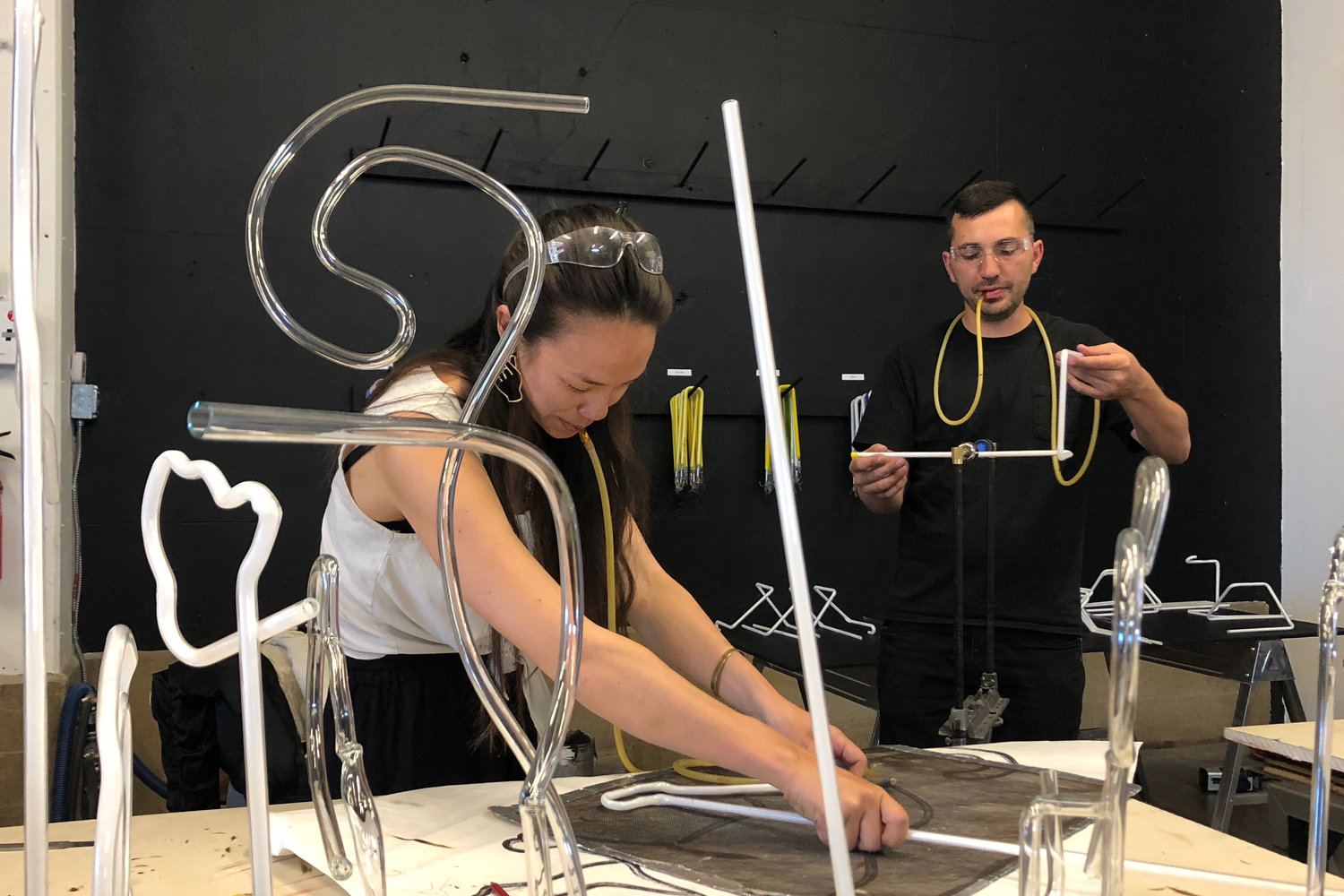 Artists Celeste Byers and Derek Bruno during their Summer 2018 residency. Image © 2018 Western Neon School of Art.