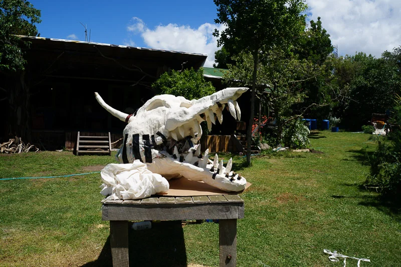 Instead of paper I used sheets dipped in flour water to give it a skin-like texture.