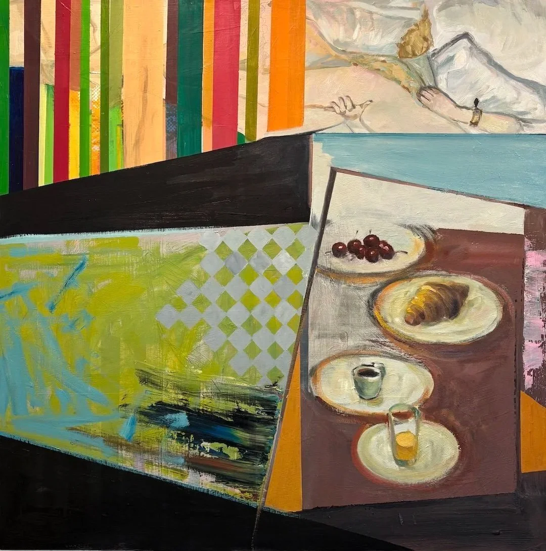 "Breakfast in Bed",(afterManet) 36x36, oil on panel