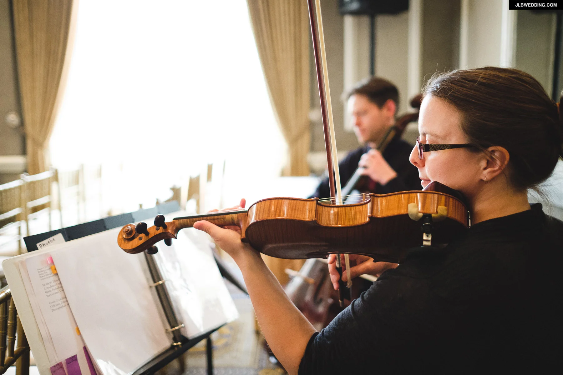 Our string duet performing at Meadowbrook Hall.