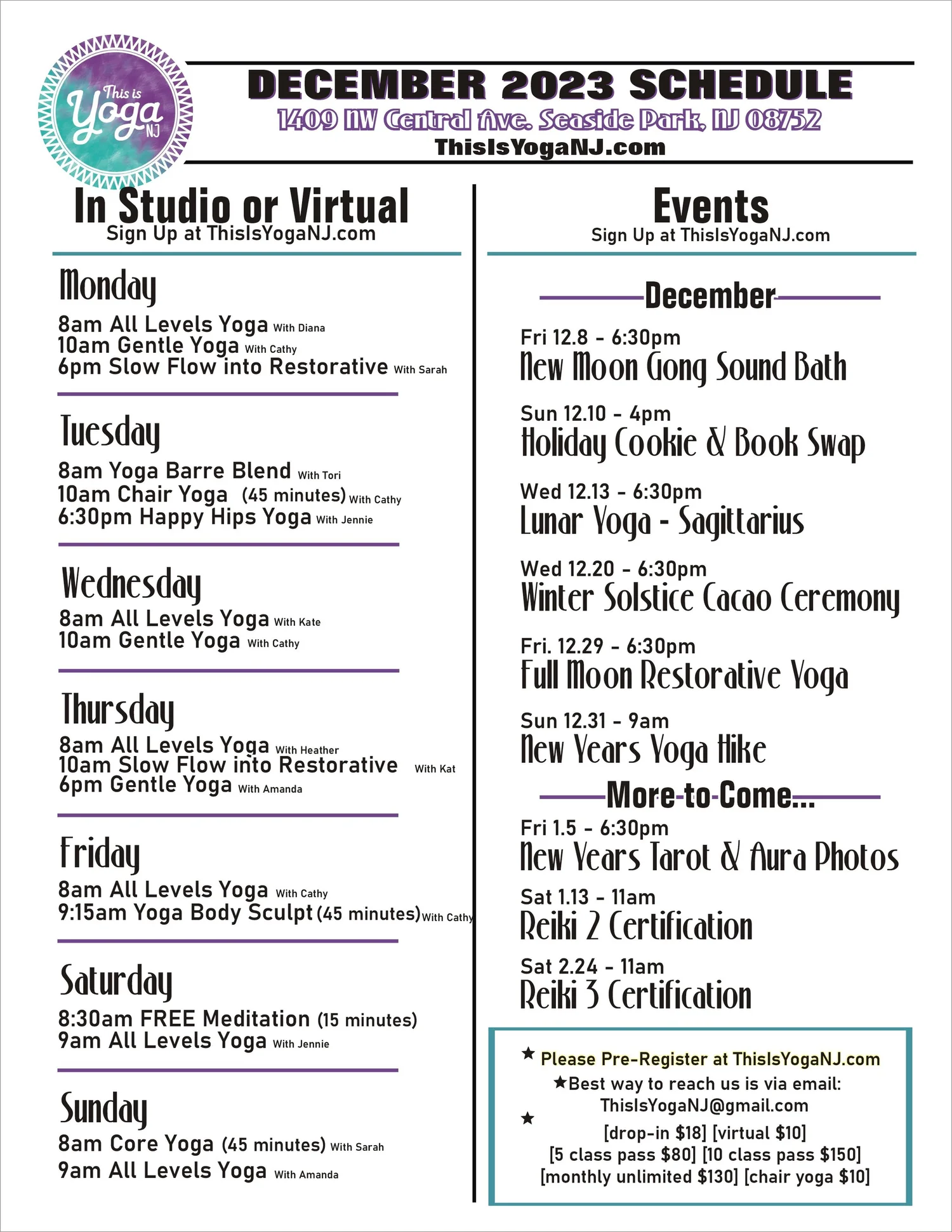 Yoga Schedule — This is Yoga