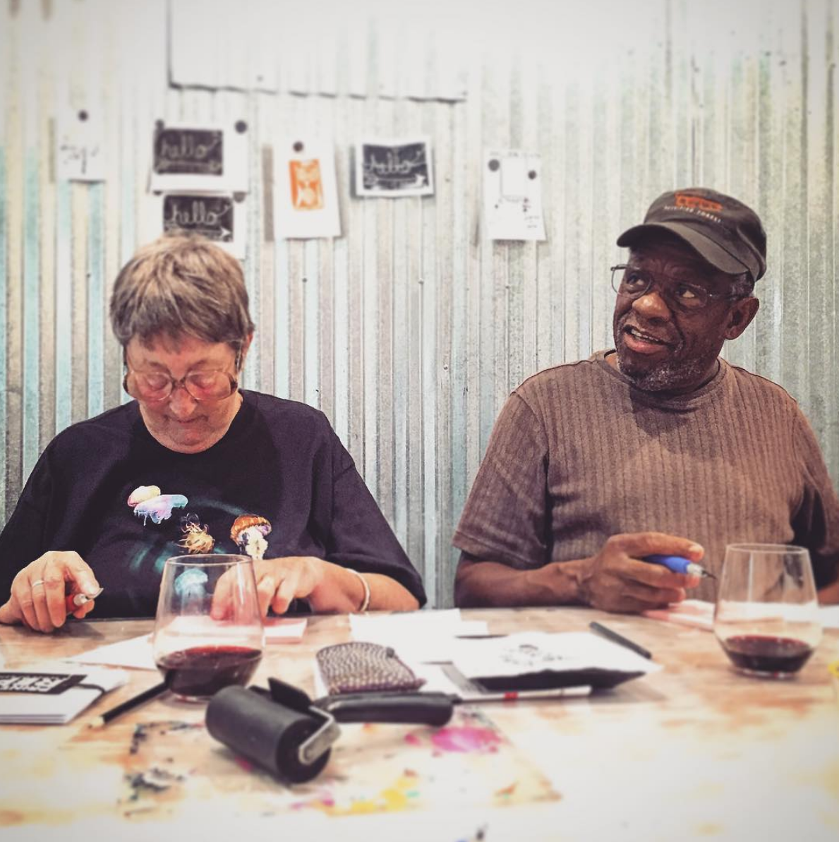 Judy + Jerry came to take one of my blockprinting classes. They have been married for 58 yrs.: they met in Germany during the war. They have traveled the world and now have a motor home and travel the US and take classes together. When I asked Jerry his advice for a 34 yr. old like me, he said simply, "Enjoy." #relationshipgoals