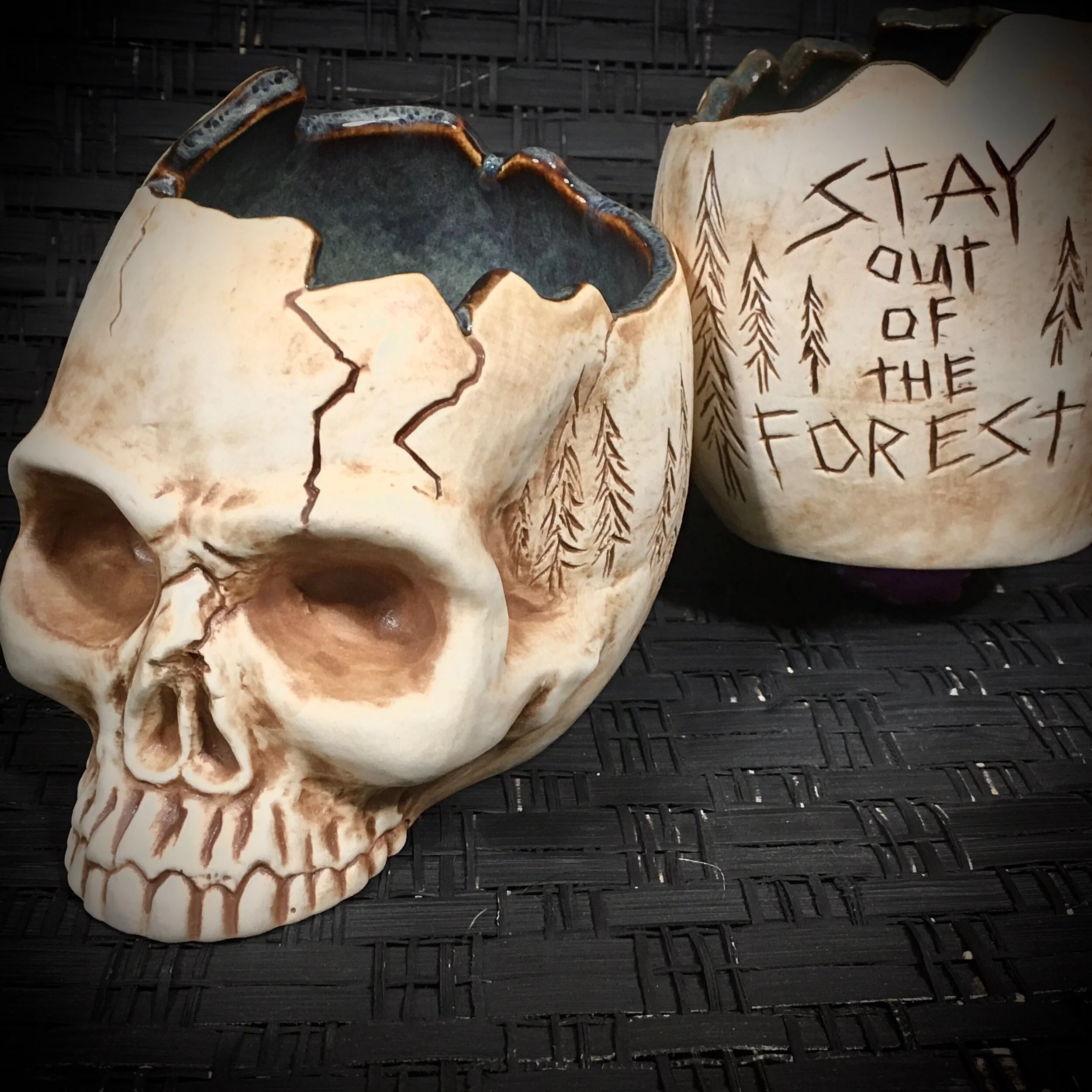 MFM Stay Out of the Forest Skull Mug, Exhumed Bone with Dredged River Interior