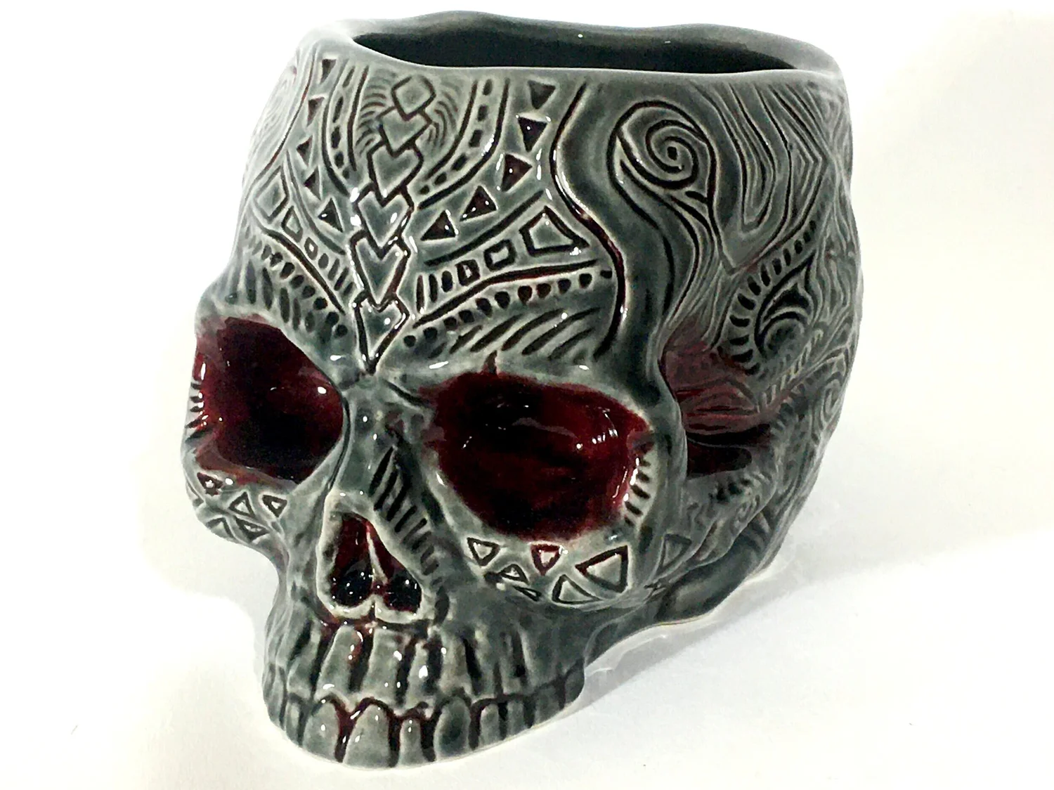 Shrunken Skull Mug, Smoke and Blood — Shima Ceramics