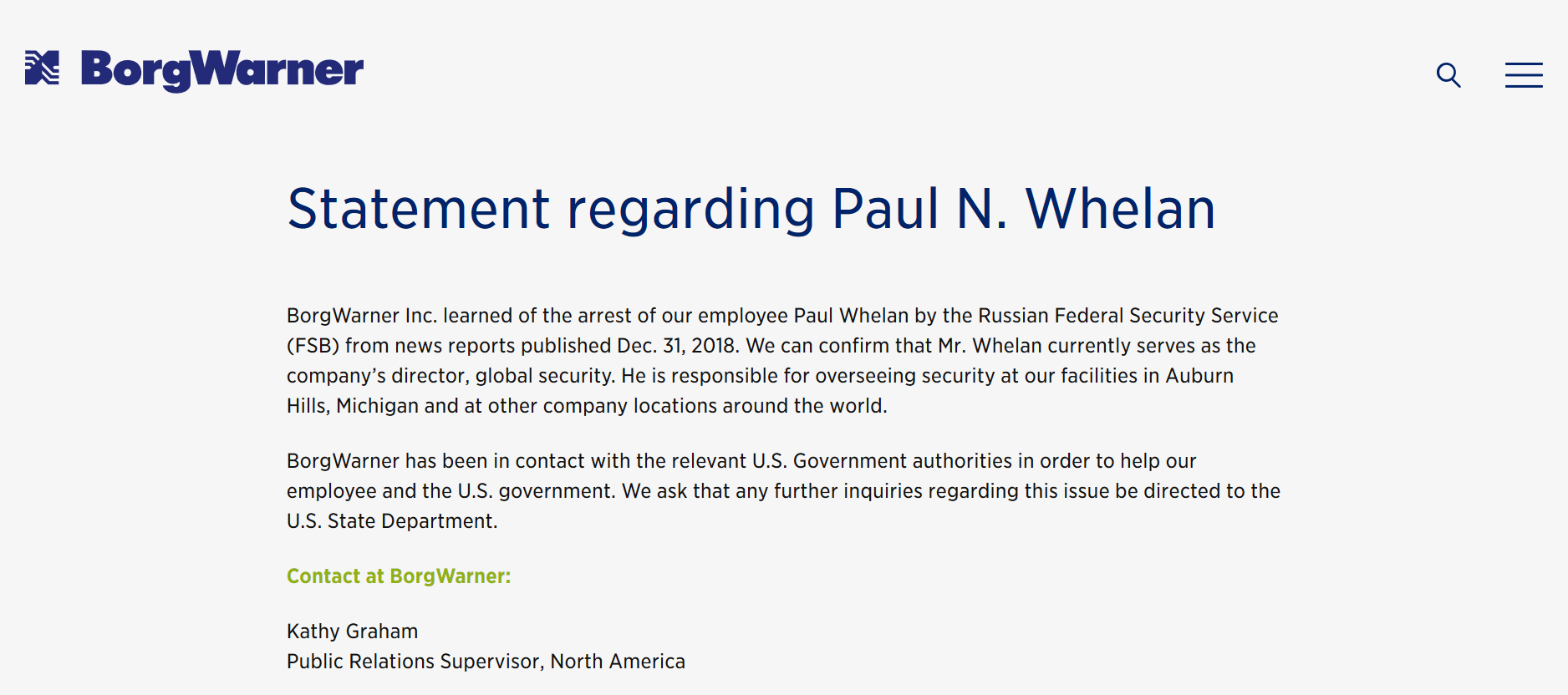 BorgWarne press release New Year's Day Paul Whelan.png
