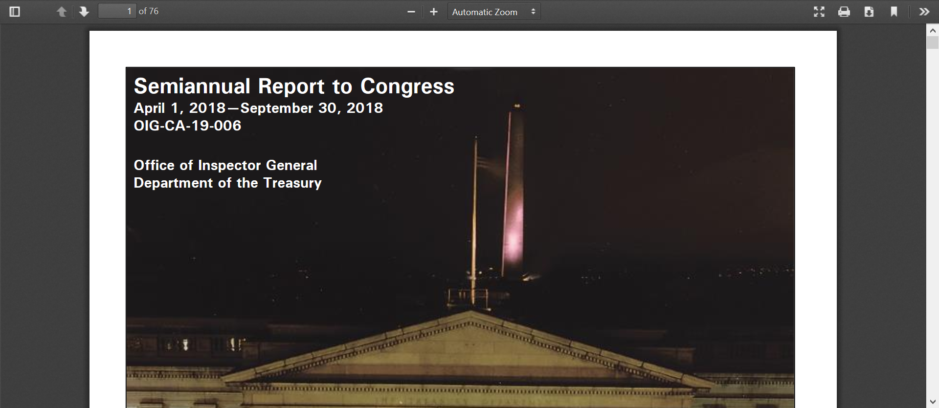 Inspector General report to Congress Sept 2018 Treasury.png