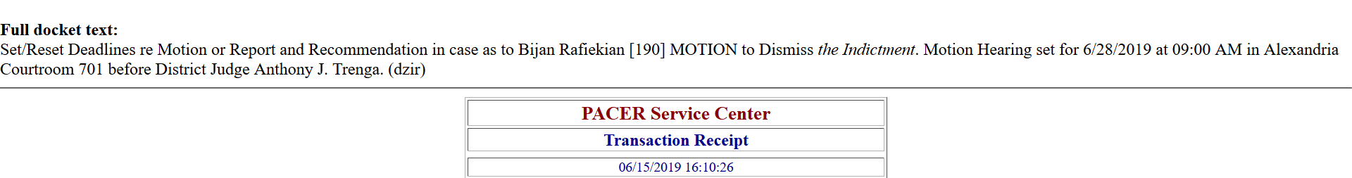 Trenga buries motion to dismiss in a note called full docket text.png