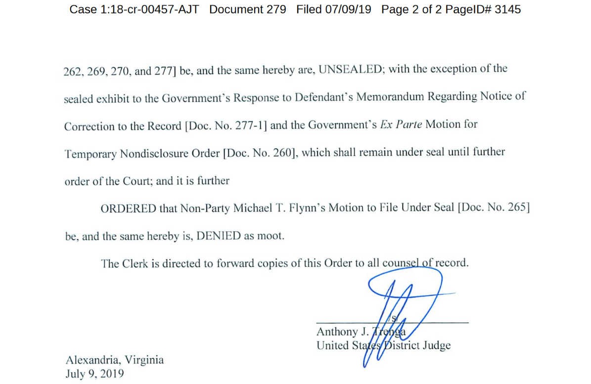 TRENGA July 9th ruling Flynn co conspirator page two judge signature.png