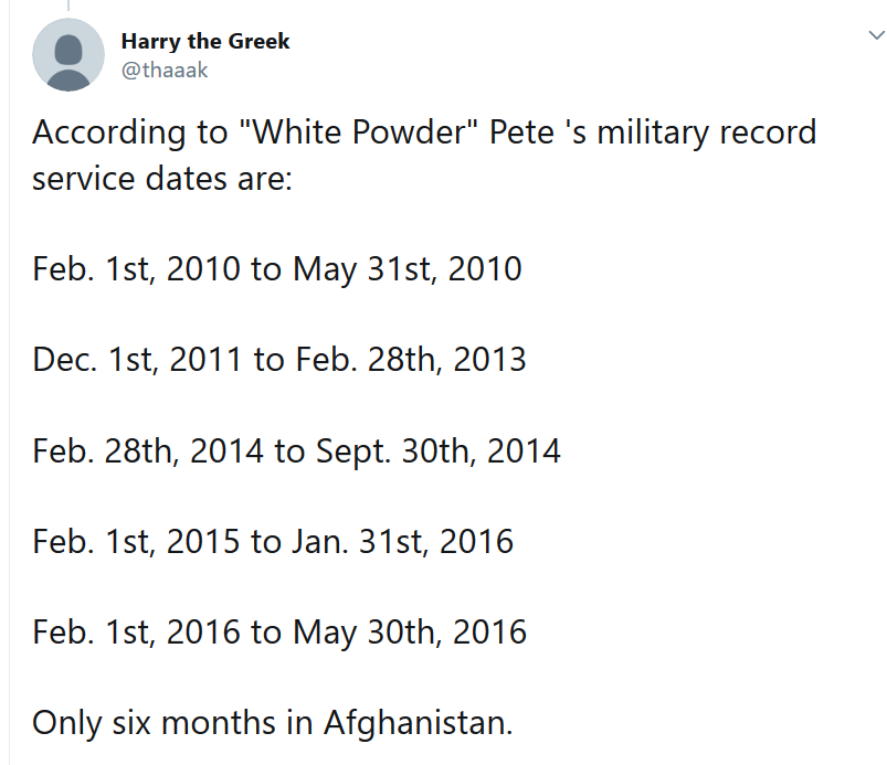 Pete five tours of duty marked by dated in Twitter.png